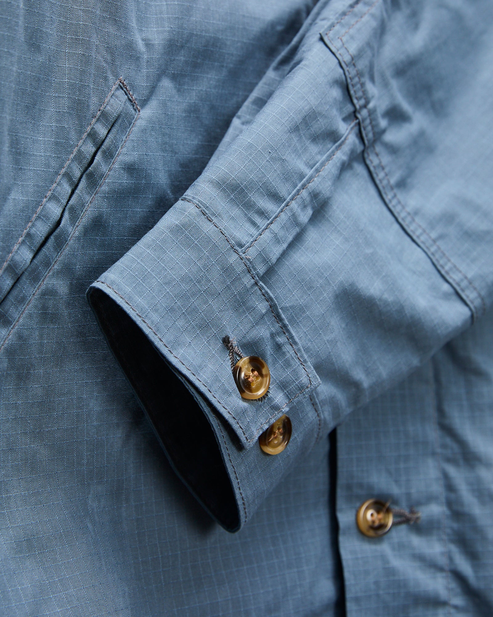 Crissman Overshirt in Waxed Ripstop Faded Blue - Image 7