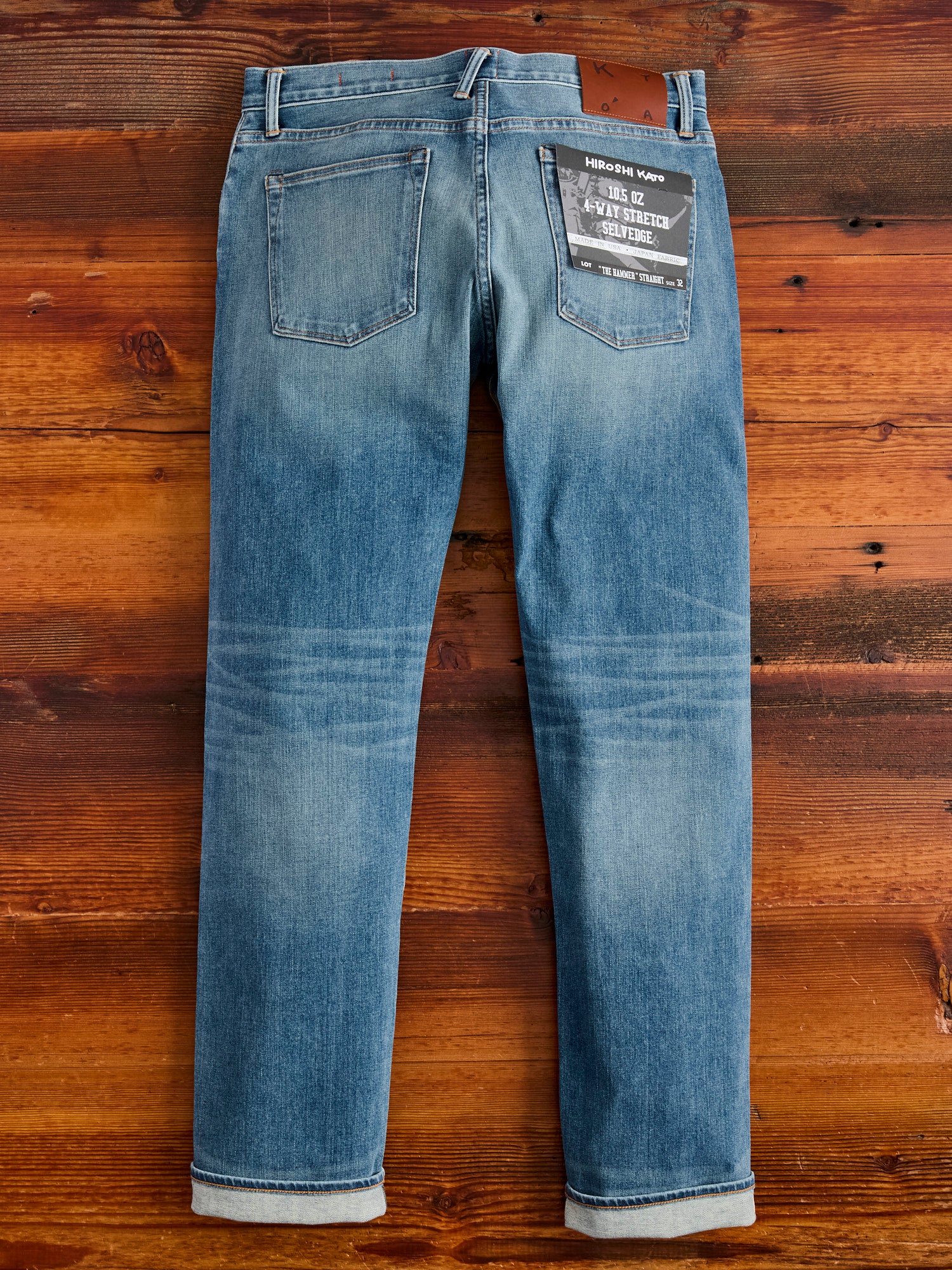 "Cyndi" 10.5oz Washed Indigo Stretch Selvedge Denim - Hammer Straight - Image 3