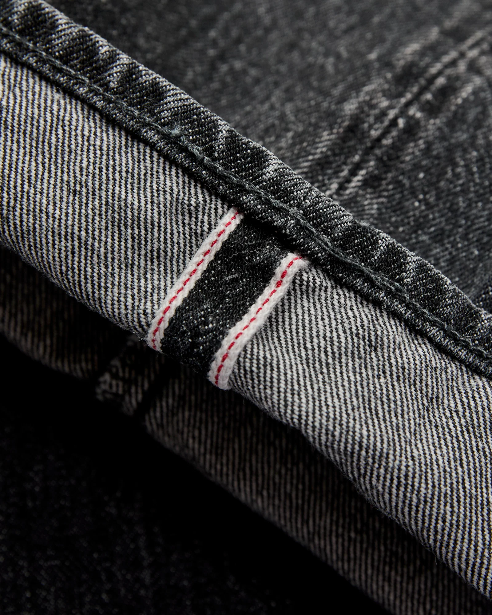 D1890UBS 13oz Washed Black Selvedge Denim - Loose Straight Fit - Image 7