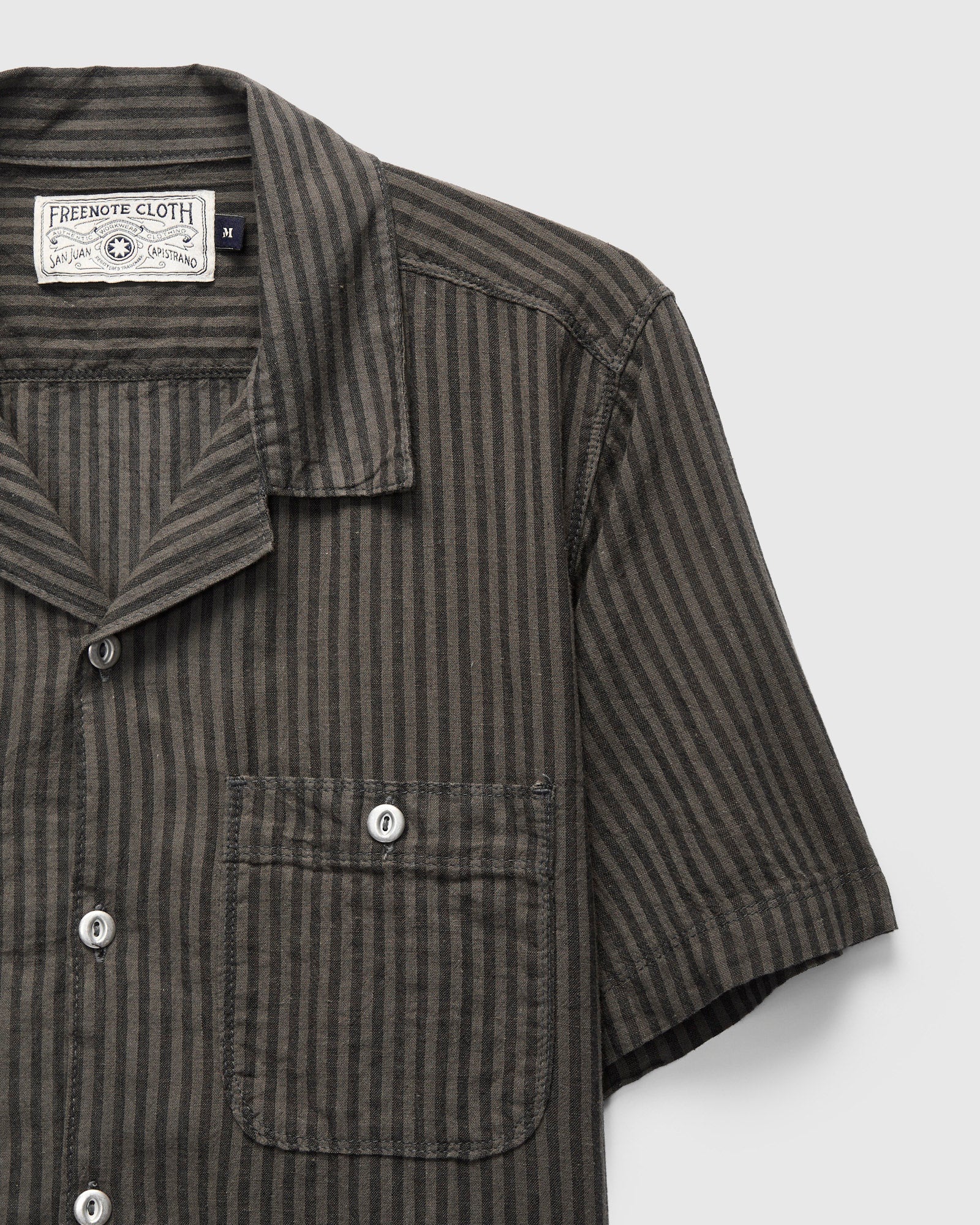 Dayton Short Sleeve Workshirt in Black Stripe - Image 5