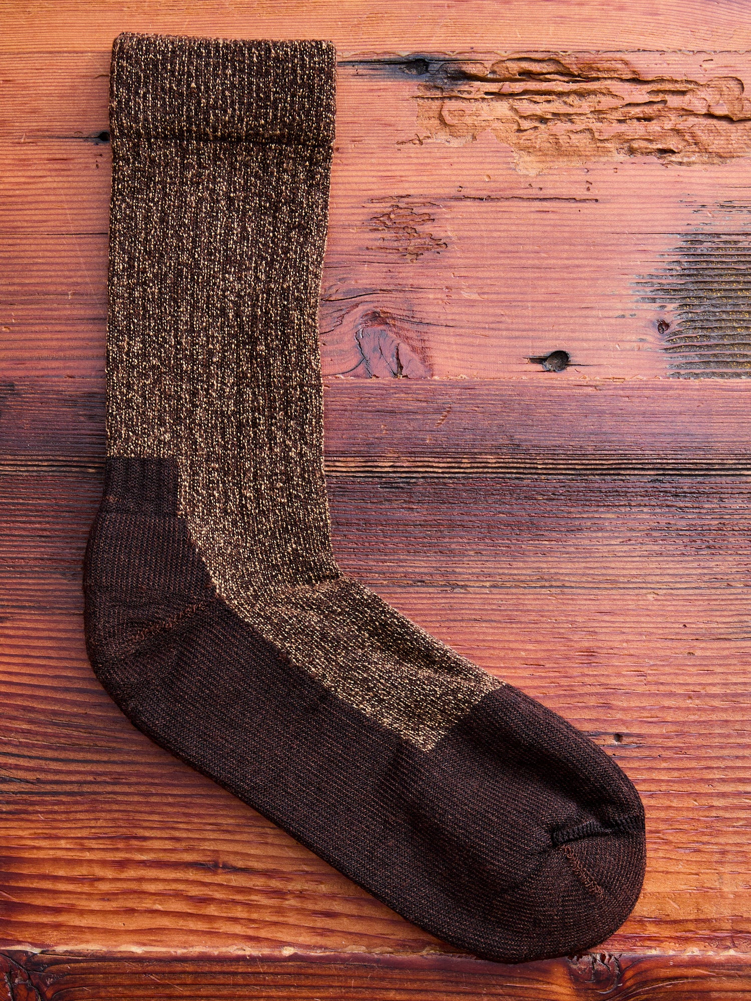 Deep Toe Capped Wool Sock in Brown - Image 2