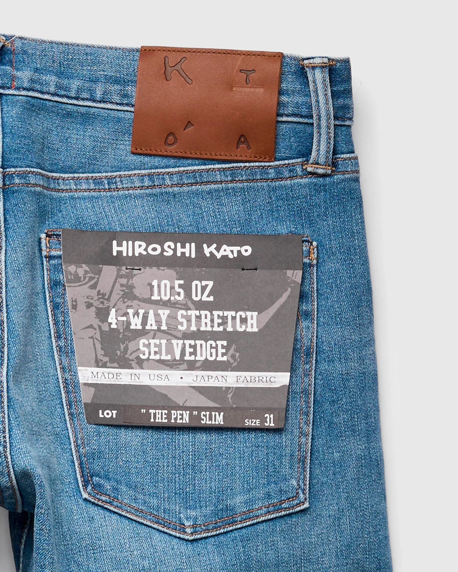 "Dennis" 10.5oz Indigo Washed Stretch Selvedge Denim - Pen Slim - Image 3