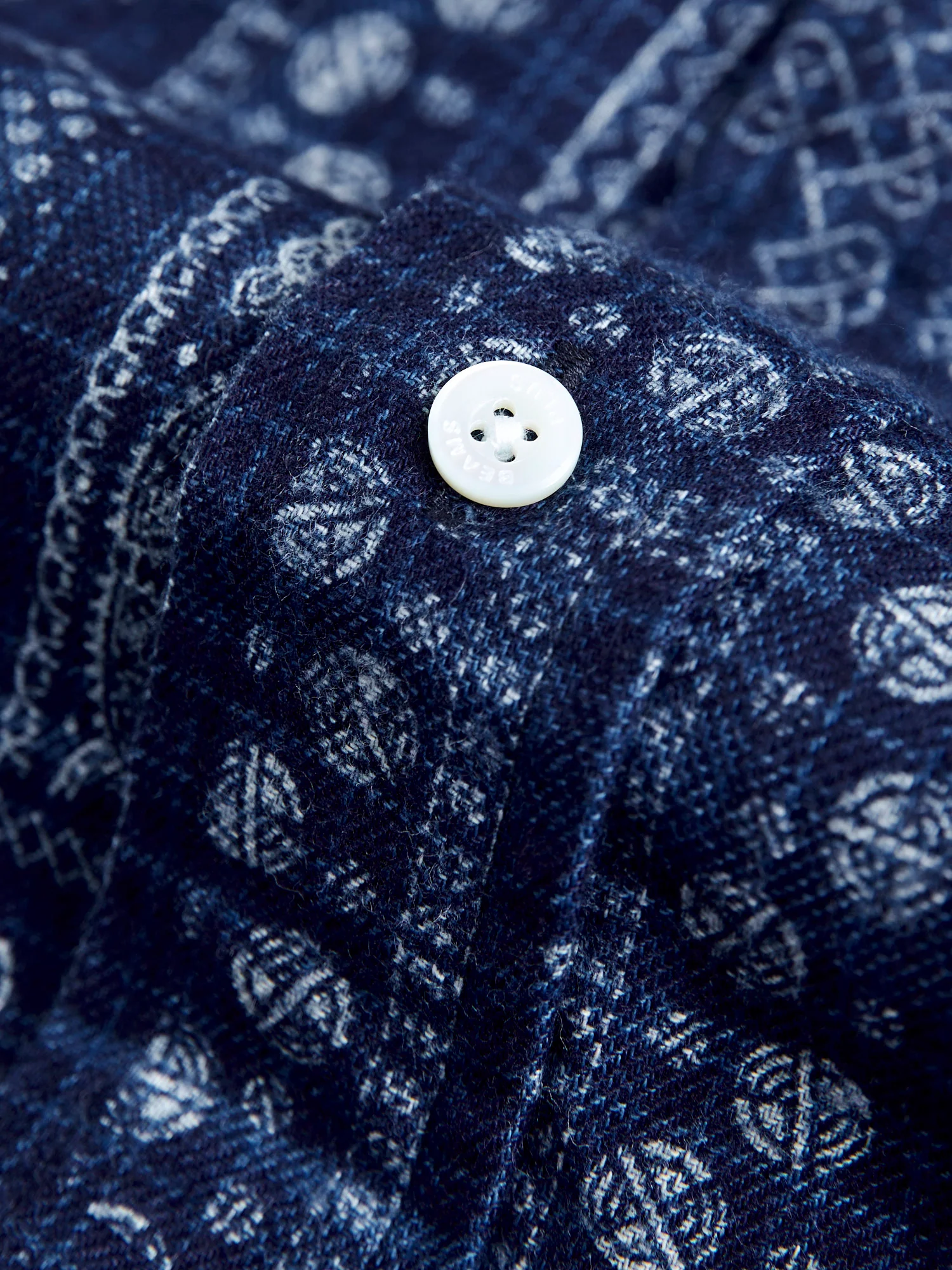 Discharge Print Button-Down Shirt in Indigo - Image 6