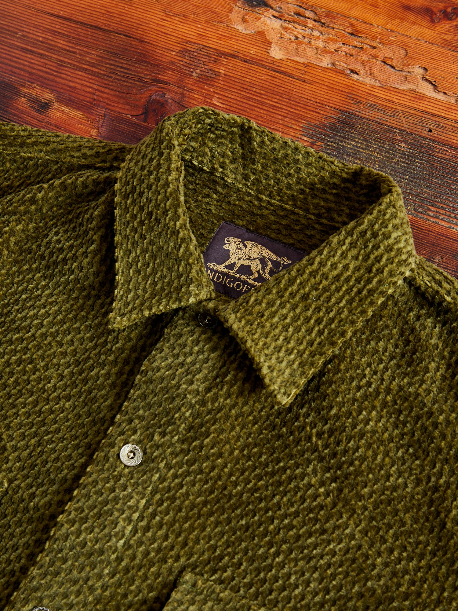 Dobby Corduroy Webster Shirt in Green - Image 3