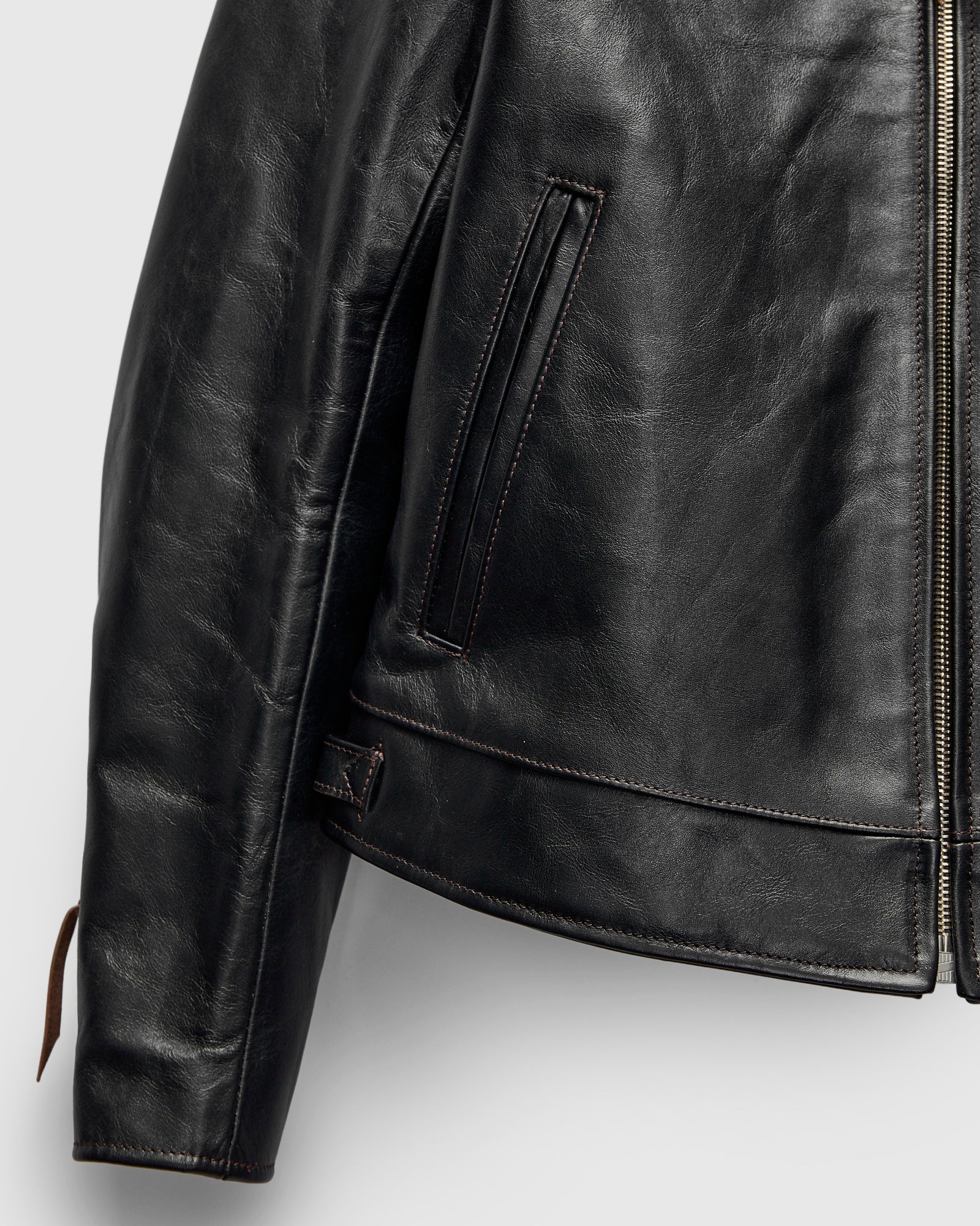"Dodecagon" Horsehide Leather Jacket in Teacore Black - Image 8