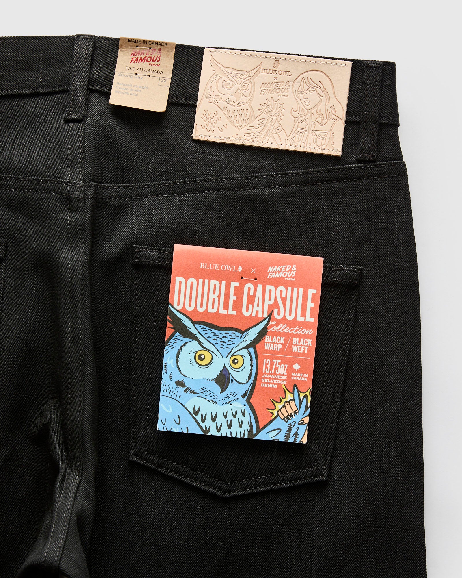"Double Capsule Collection" 13.75oz Double Black Slub Selvedge Denim - Strong Guy Fit - Image 4