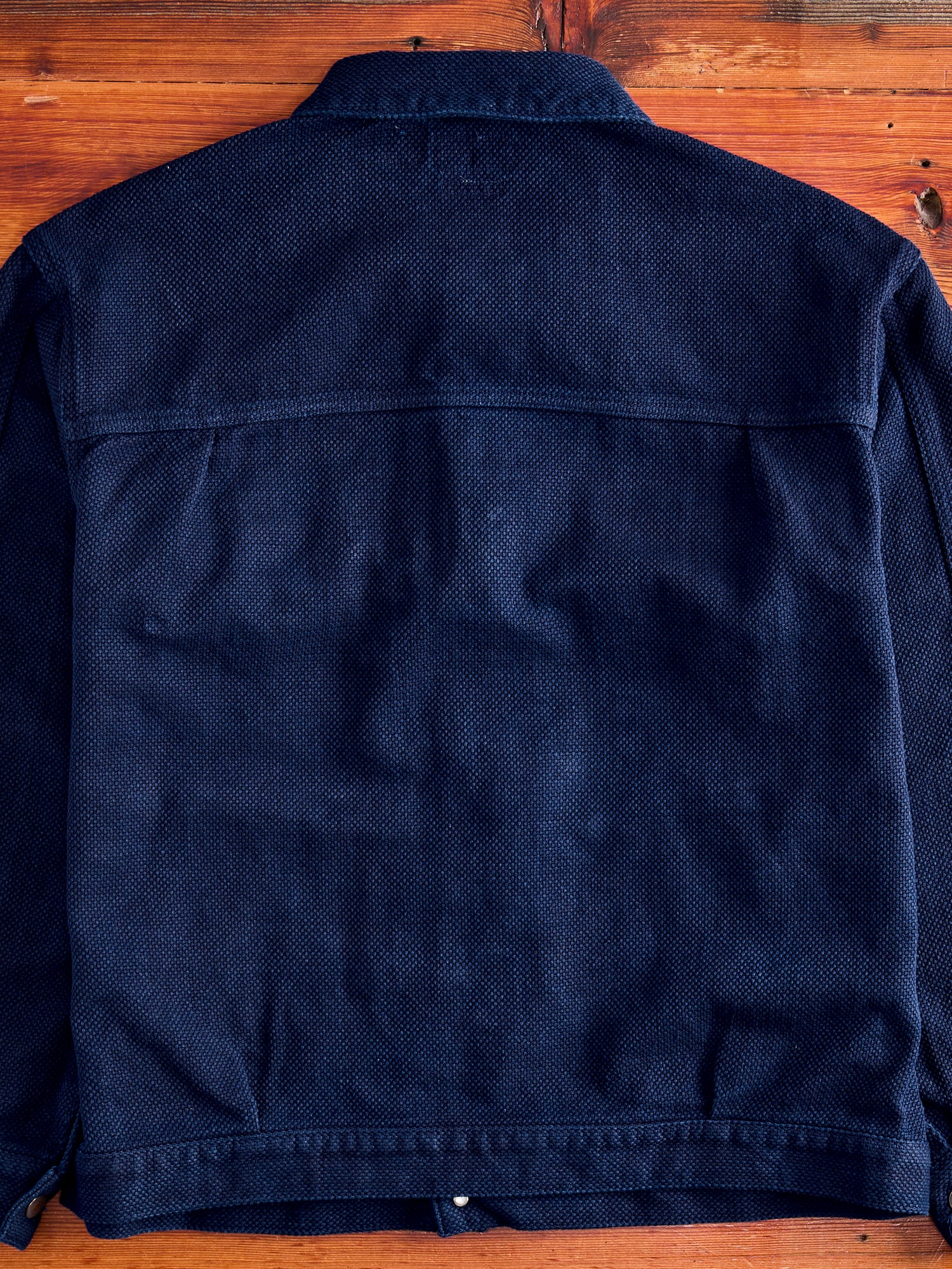 Double Cloth Sashiko Trucker Jacket in Hand Dyed Indigo - Image 11
