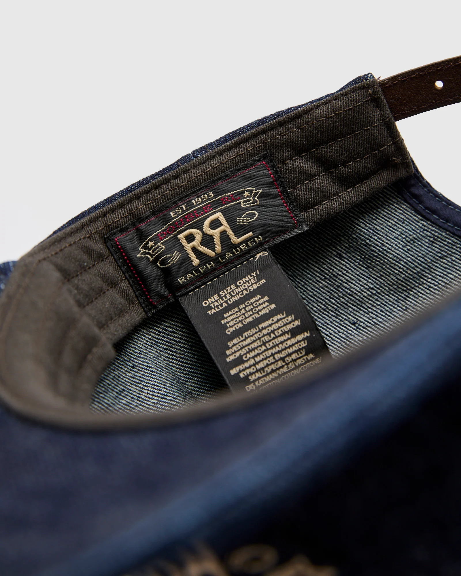 Double RL Logo Sportsman Cap in Rinsed Denim - Image 5
