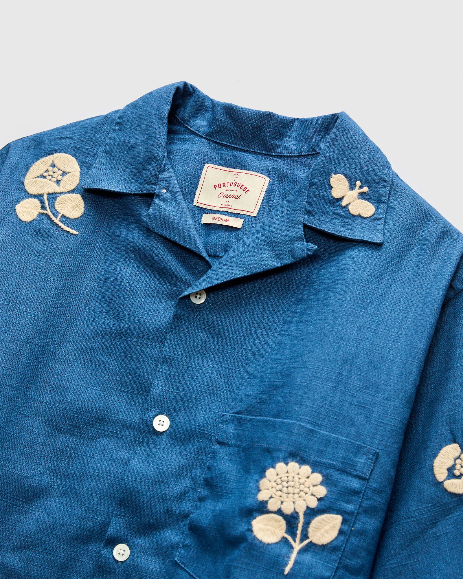 Embroidery Nature Ramie Shirt in Blue - Image 4