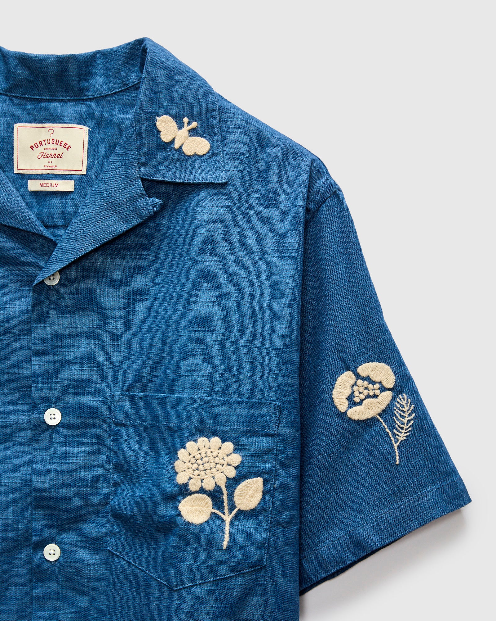 Embroidery Nature Ramie Shirt in Blue - Image 6