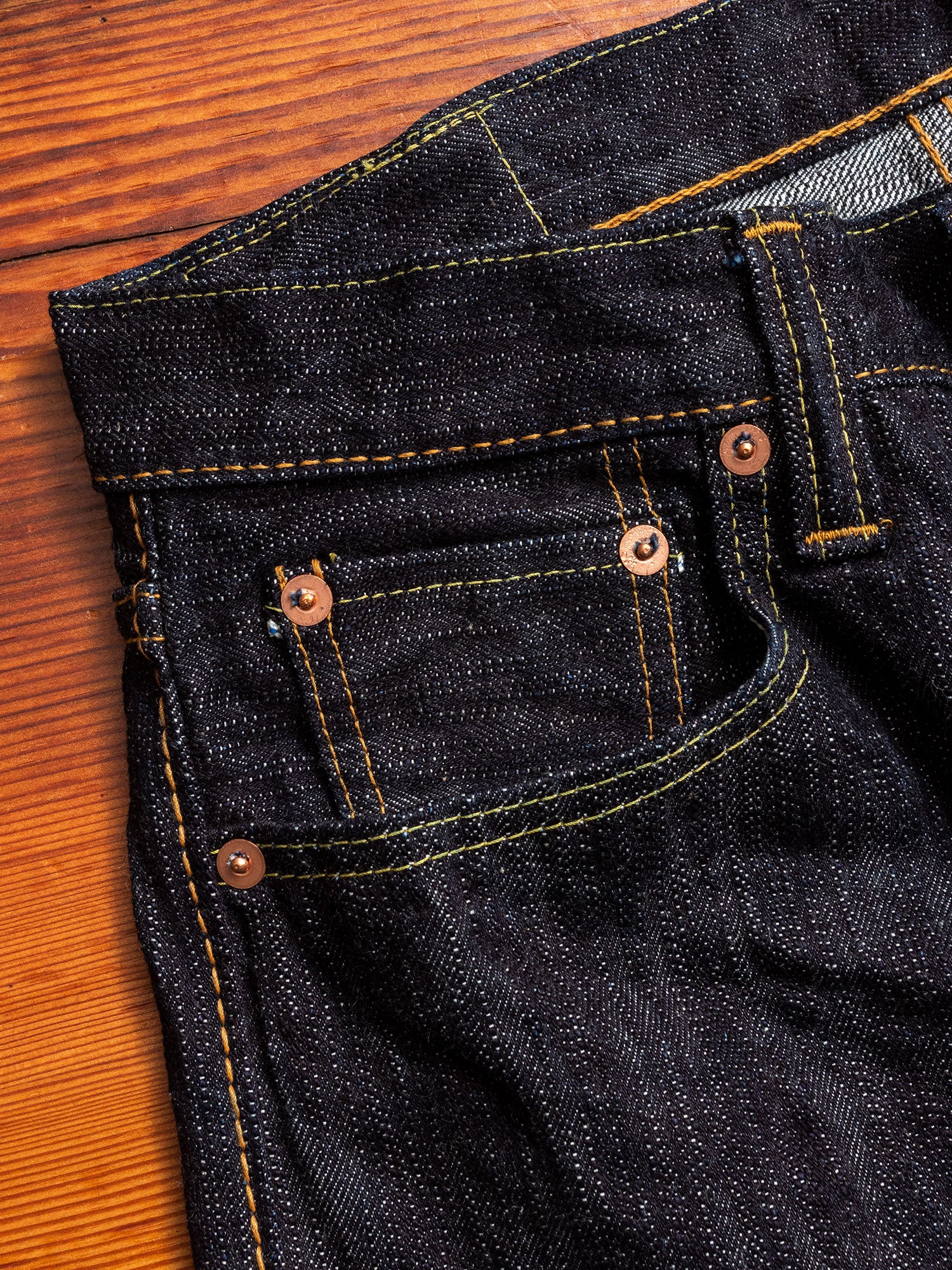 EX-019 "Extra Slub" 17.5oz Rinsed Selvedge Denim - Relaxed Tapered Fit - Image 4