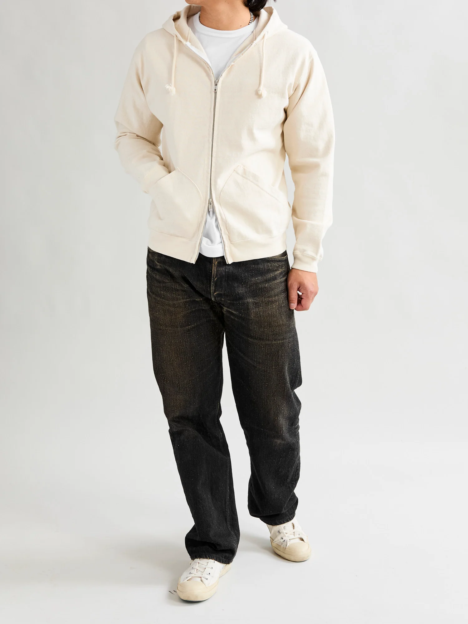 Extra Heavyweight Jersey Zip Hoodie in Natural - Image 10