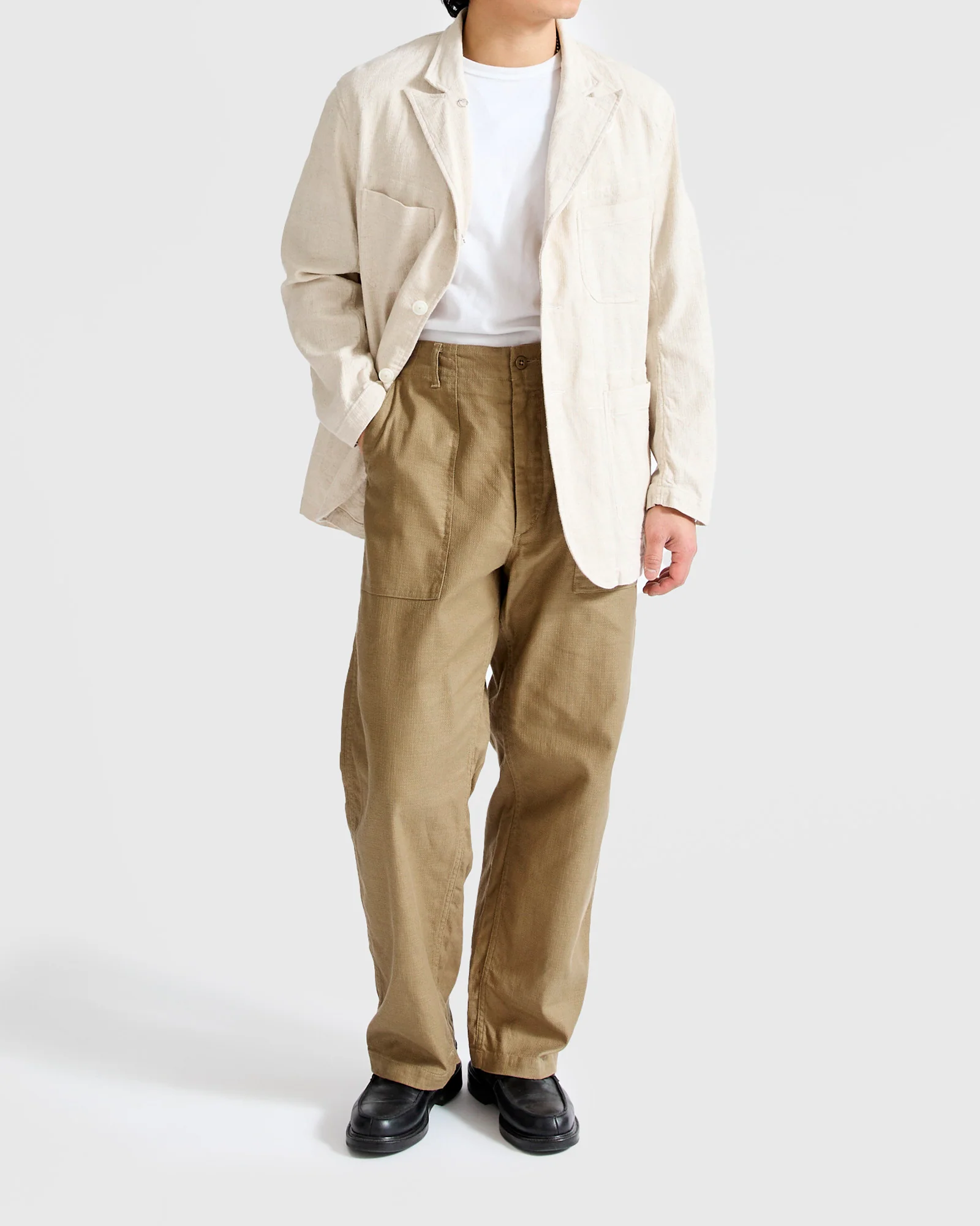Fatigue Pants in Khaki Cotton Linen Java Cloth - Image 11
