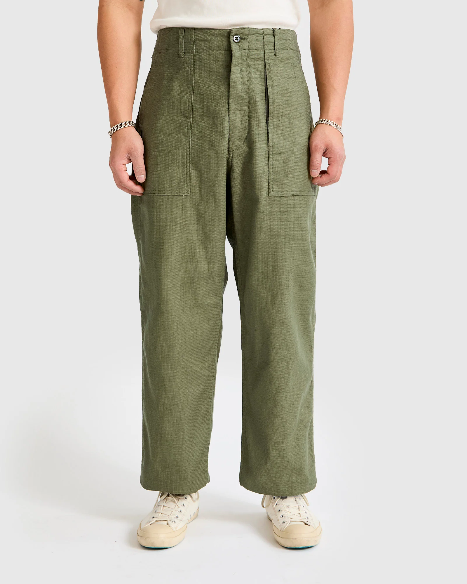 Fatigue Pants in Olive Cotton Linen Java Cloth - Image 2