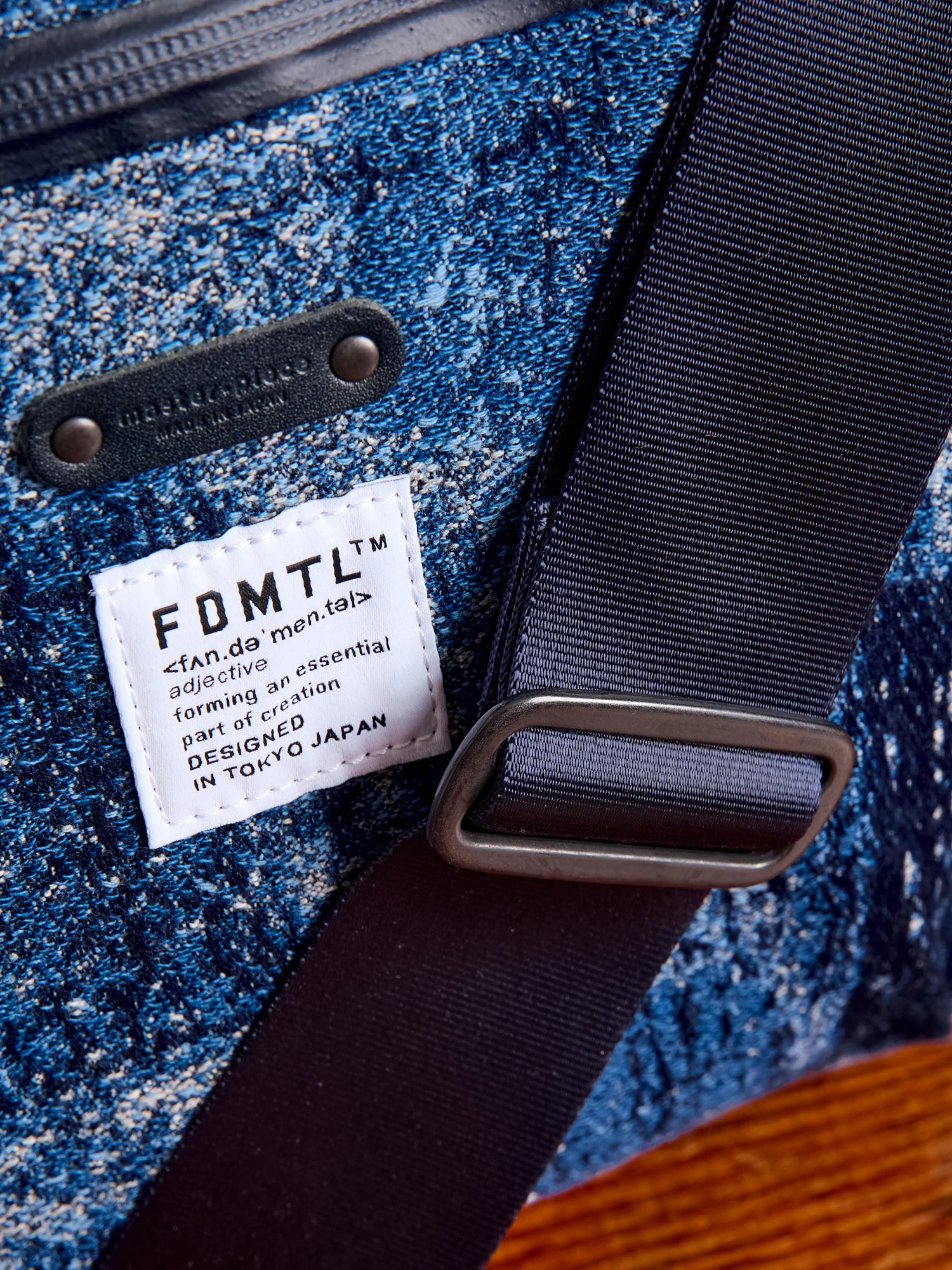 FDMTL x Master-Piece Boro Jacquard Shoulder Bag in Indigo - Image 8
