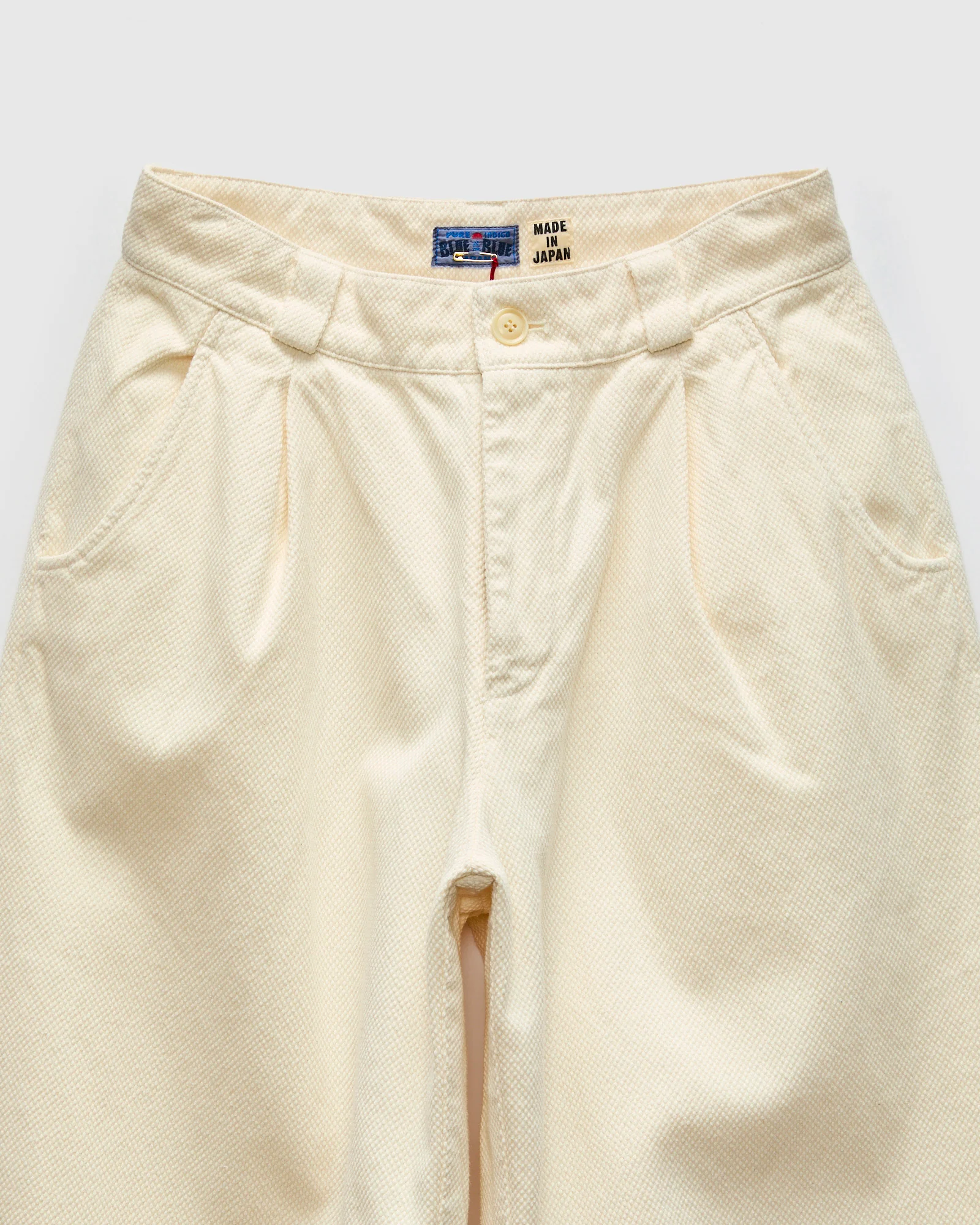 Fine Sashiko Wide Tucked Pants in Natural - Image 4