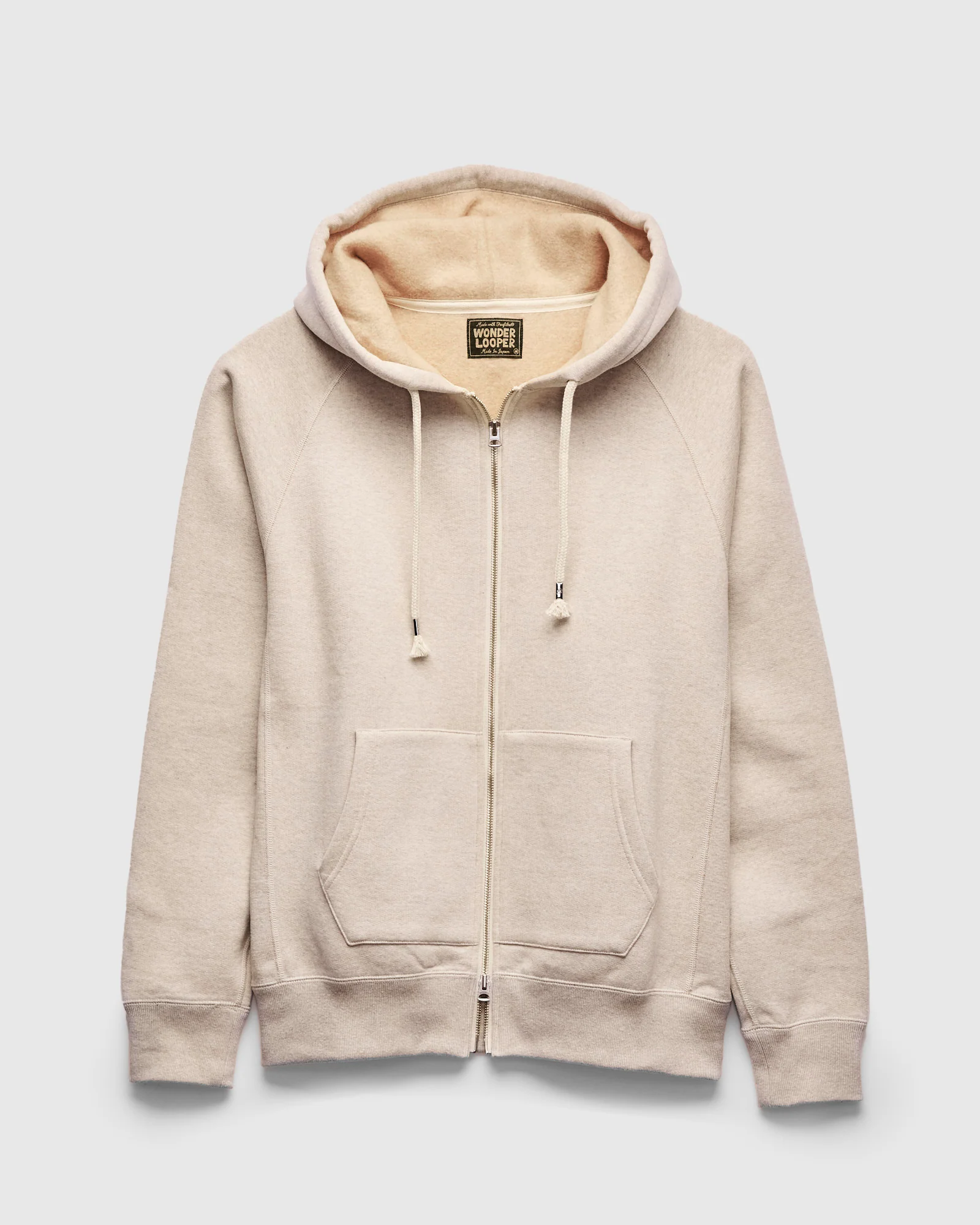 Fleeced FoxFibre® Zip Hoodie in Oatmeal