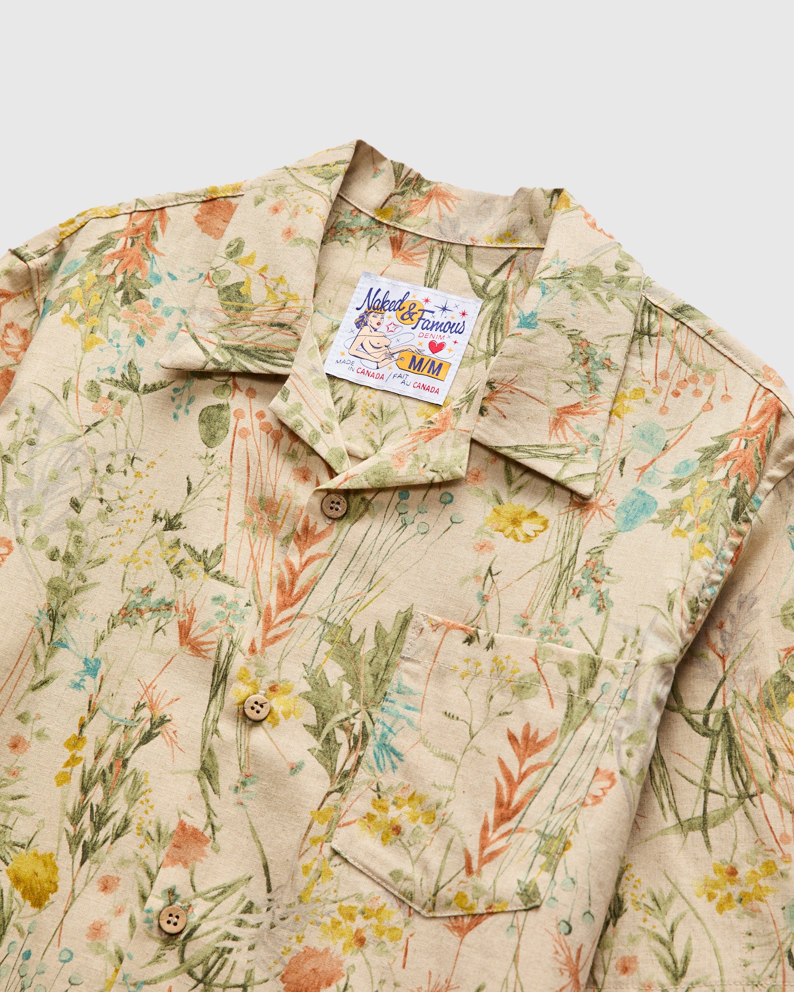 "Flowers Painting" Aloha Shirt in Natural - Image 4