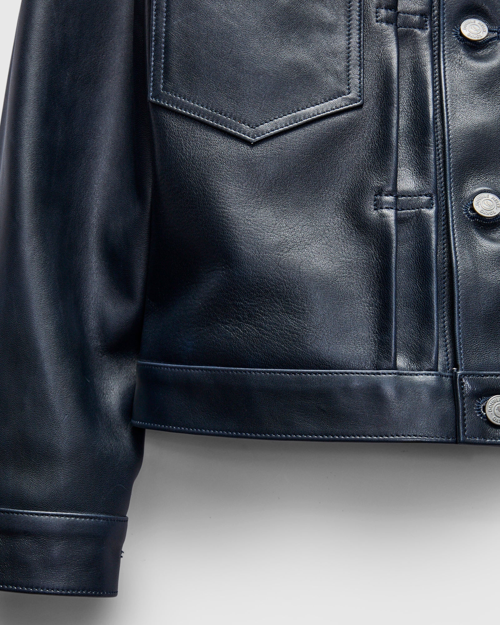 "Gold Digger" Horsehide Leather Jacket in Indigo - Image 7