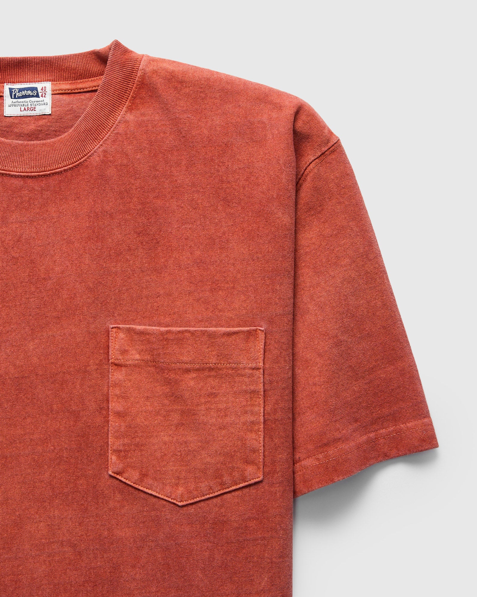Heavyweight Pigment Dye Pocket T-Shirt in Brick - Image 5