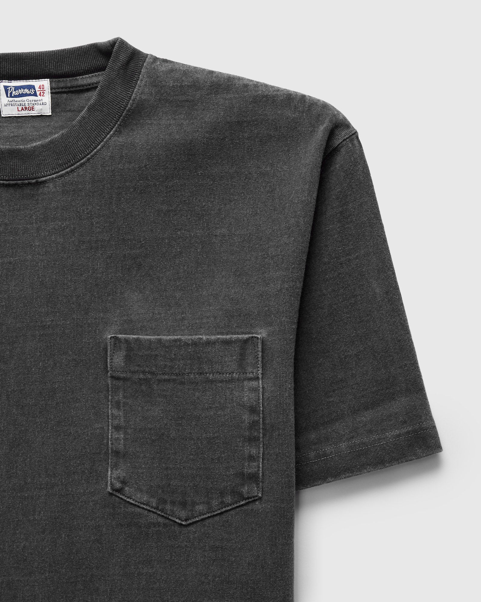 Heavyweight Pigment Dye Pocket T-Shirt in Faded Black - Image 5