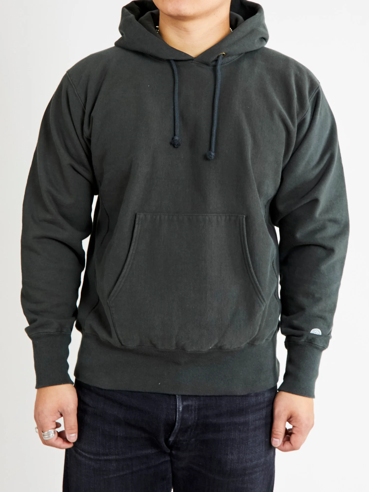 Reverse Weave Heavyweight Pullover Hoodie in Black - Image 2