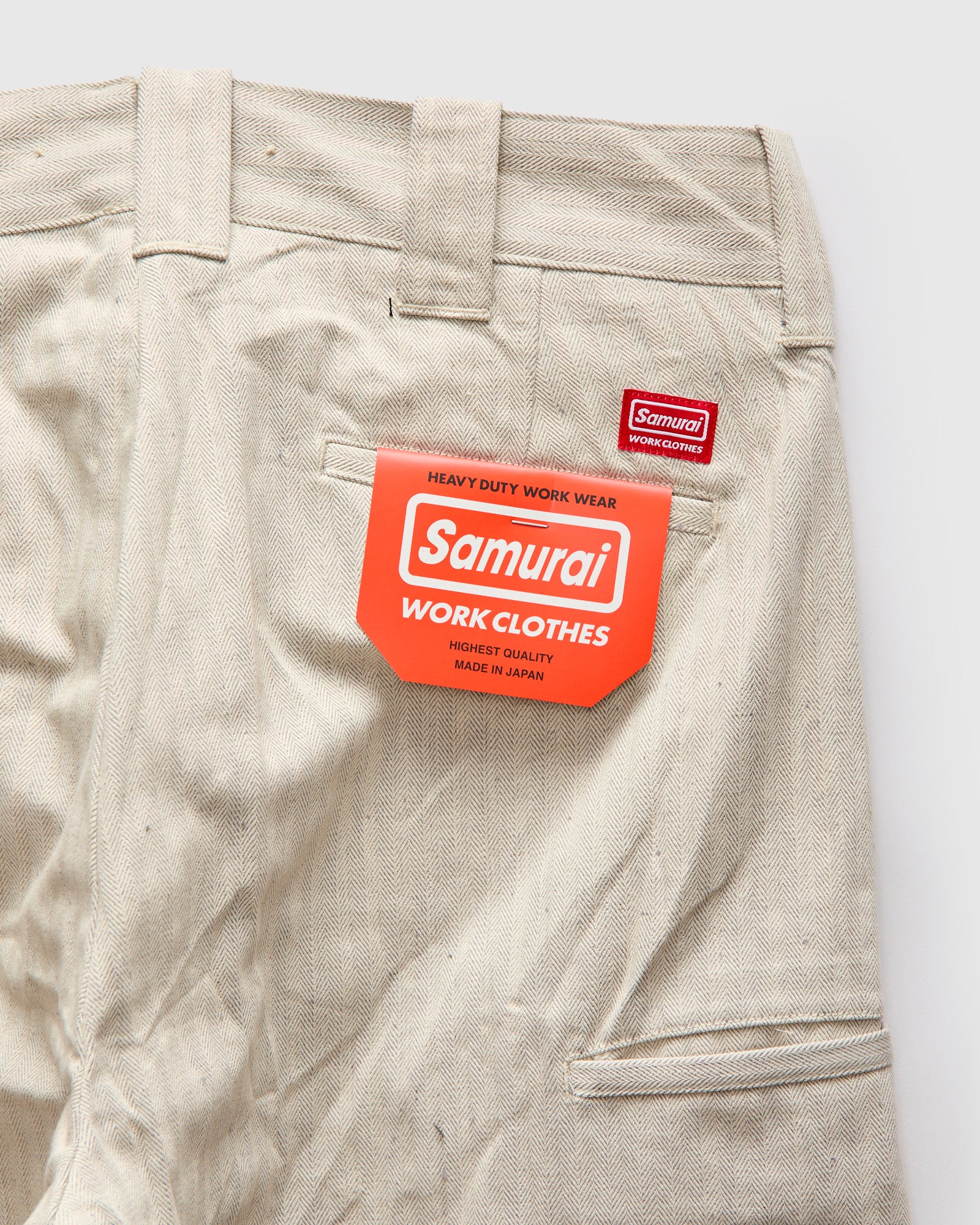 Herringbone Nep Work Pants in Oatmeal - Image 3
