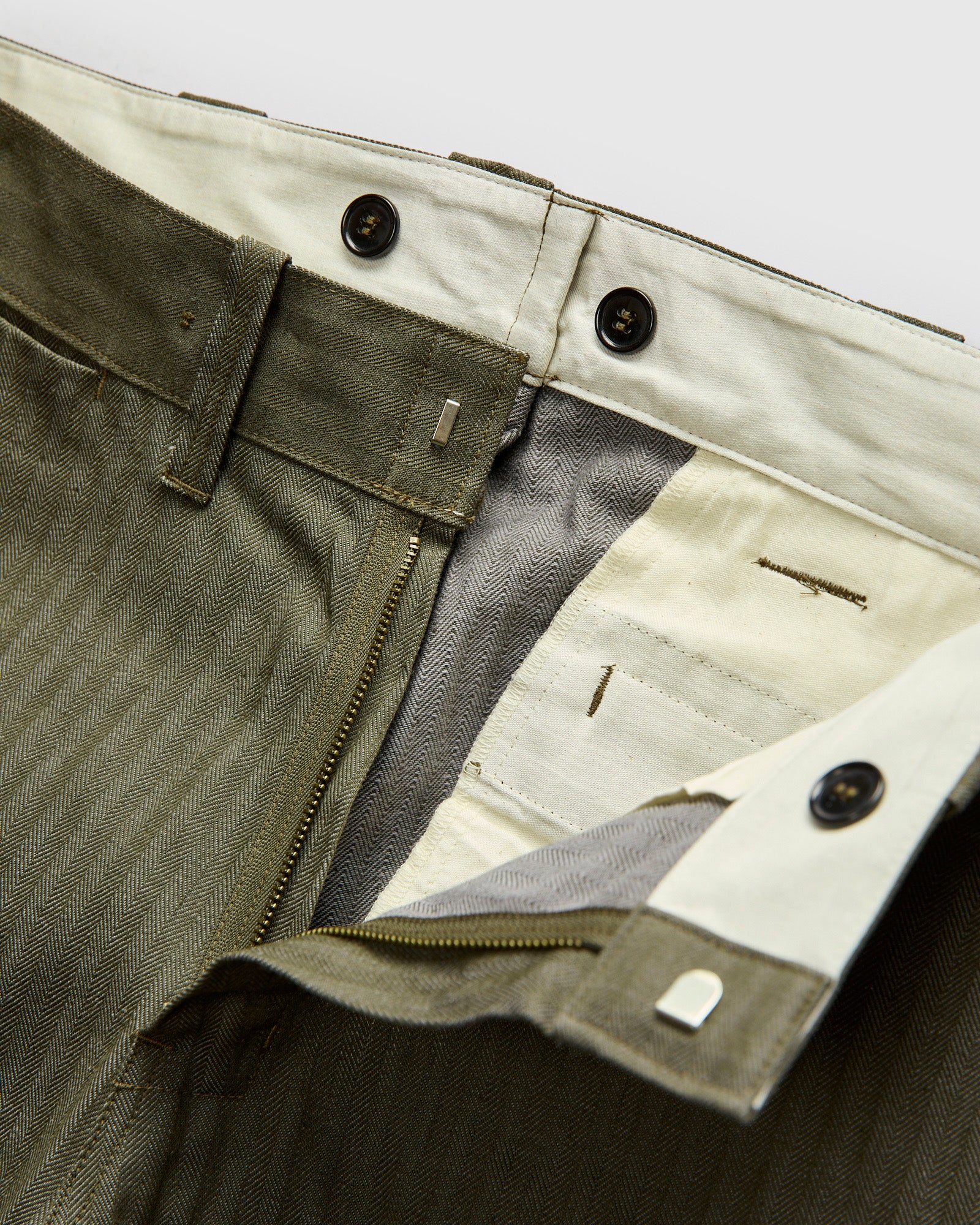 Herringbone Nep Work Pants in Olive - Image 6