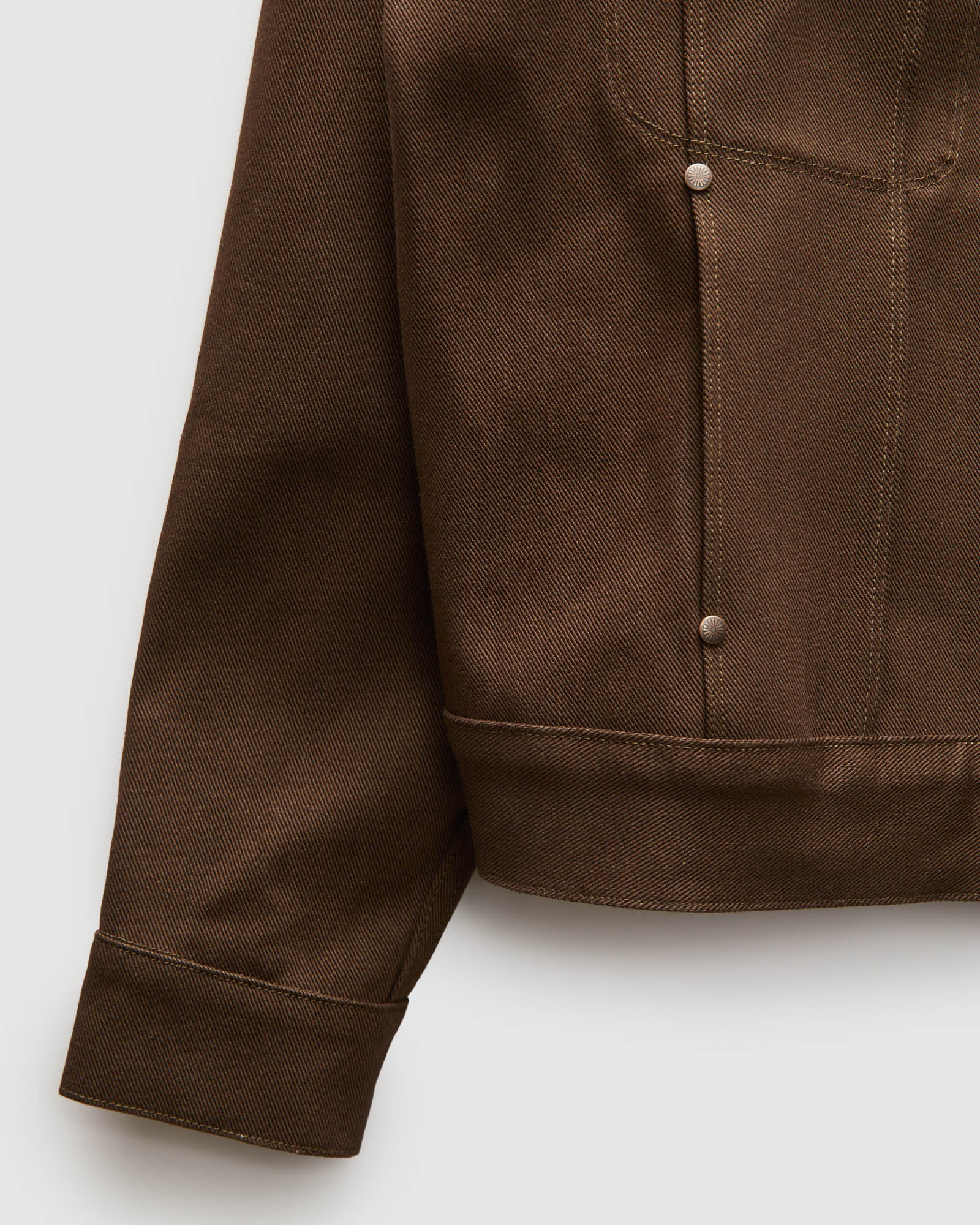 High Low 15oz Selvedge Denim Jacket in Dark Brown - Image 8