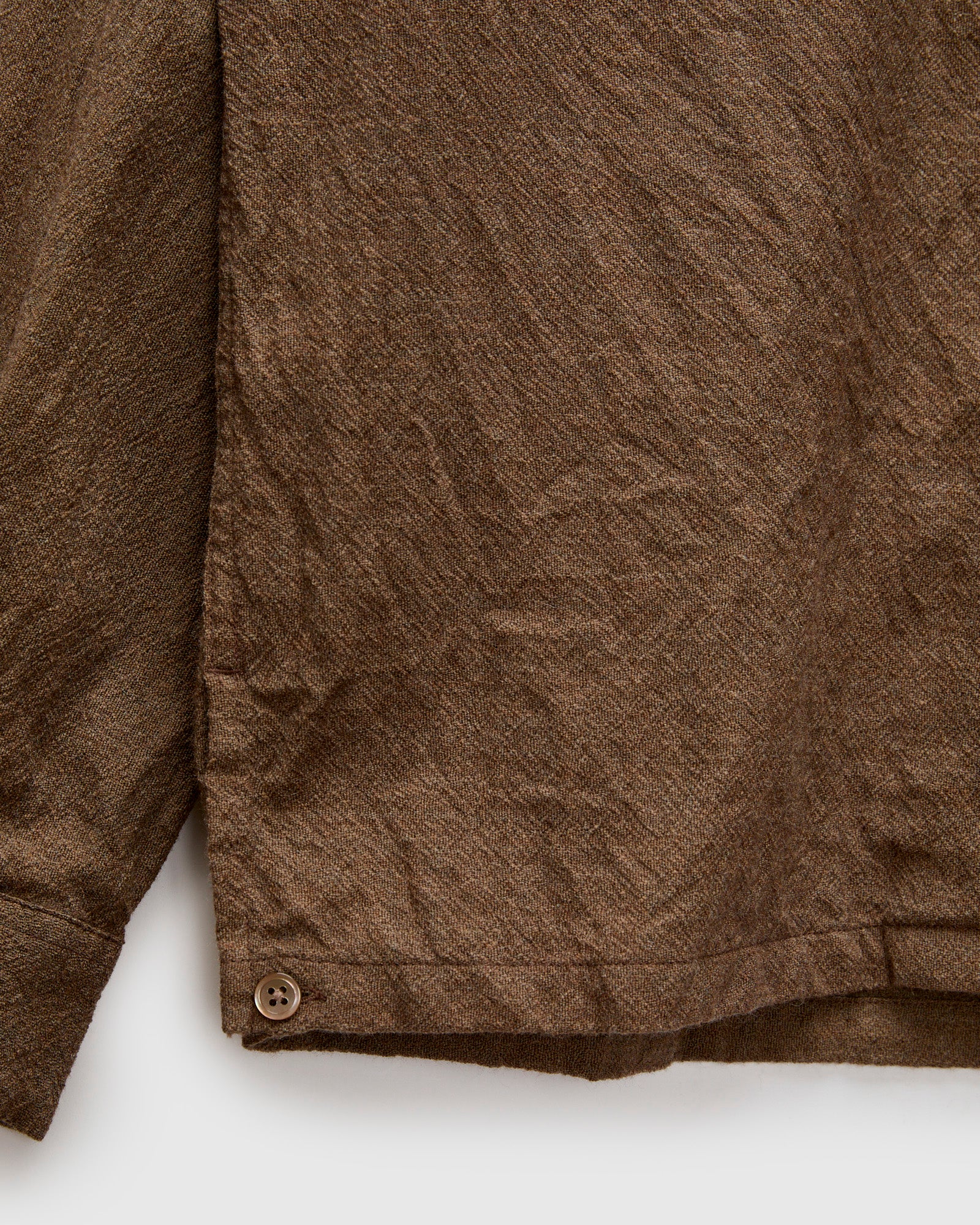 Highland Wool Open Collar Shirt in Brown - Image 7