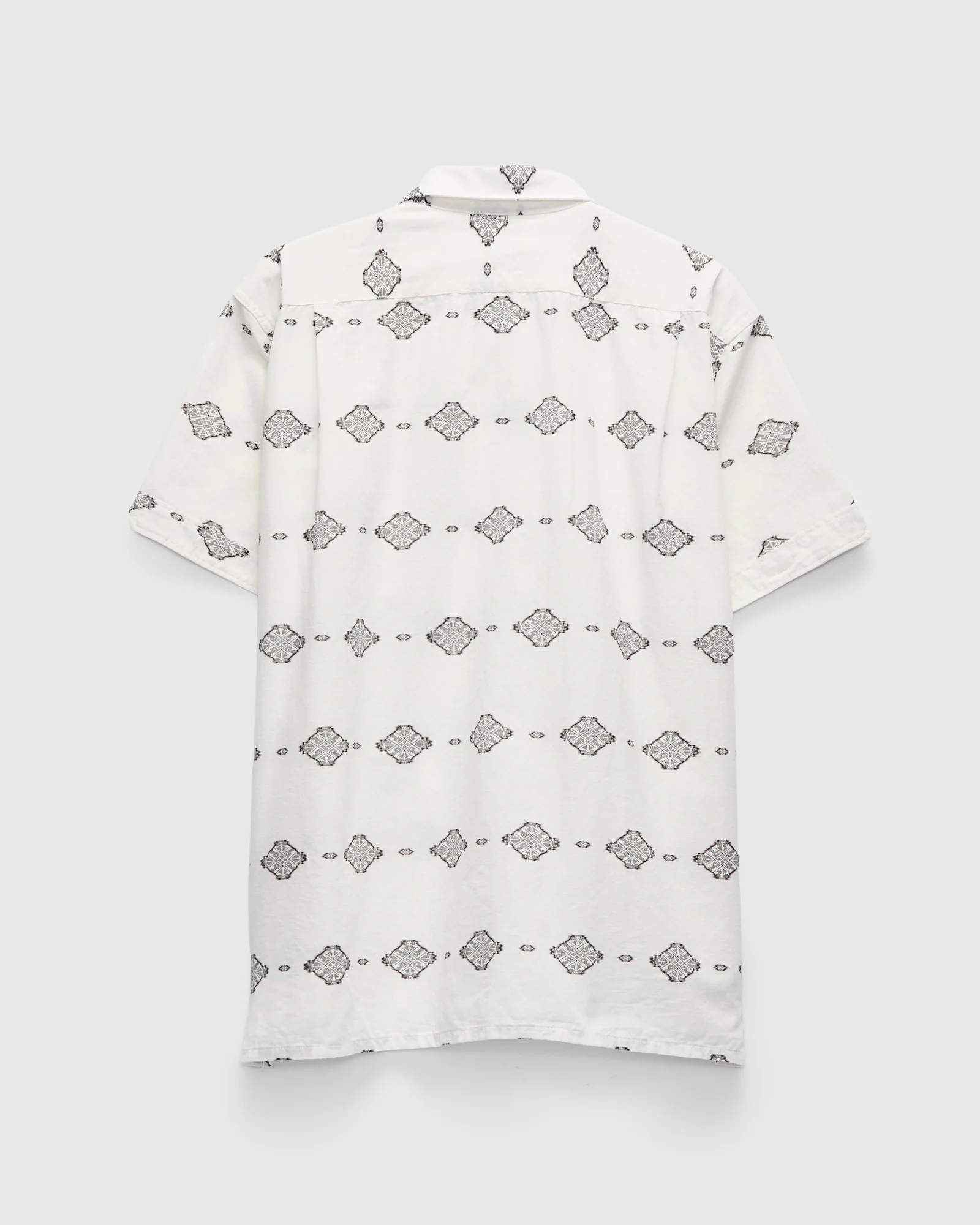 Camp Shirt in White Black Ikat Print - Image 3