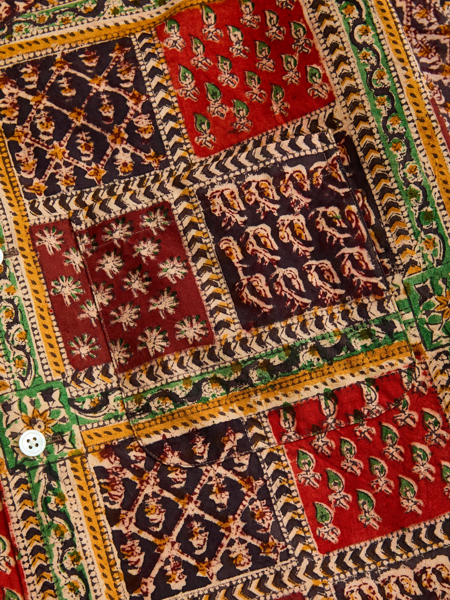 Indian Block Print Open Collar Shirt in Plant - Image 5