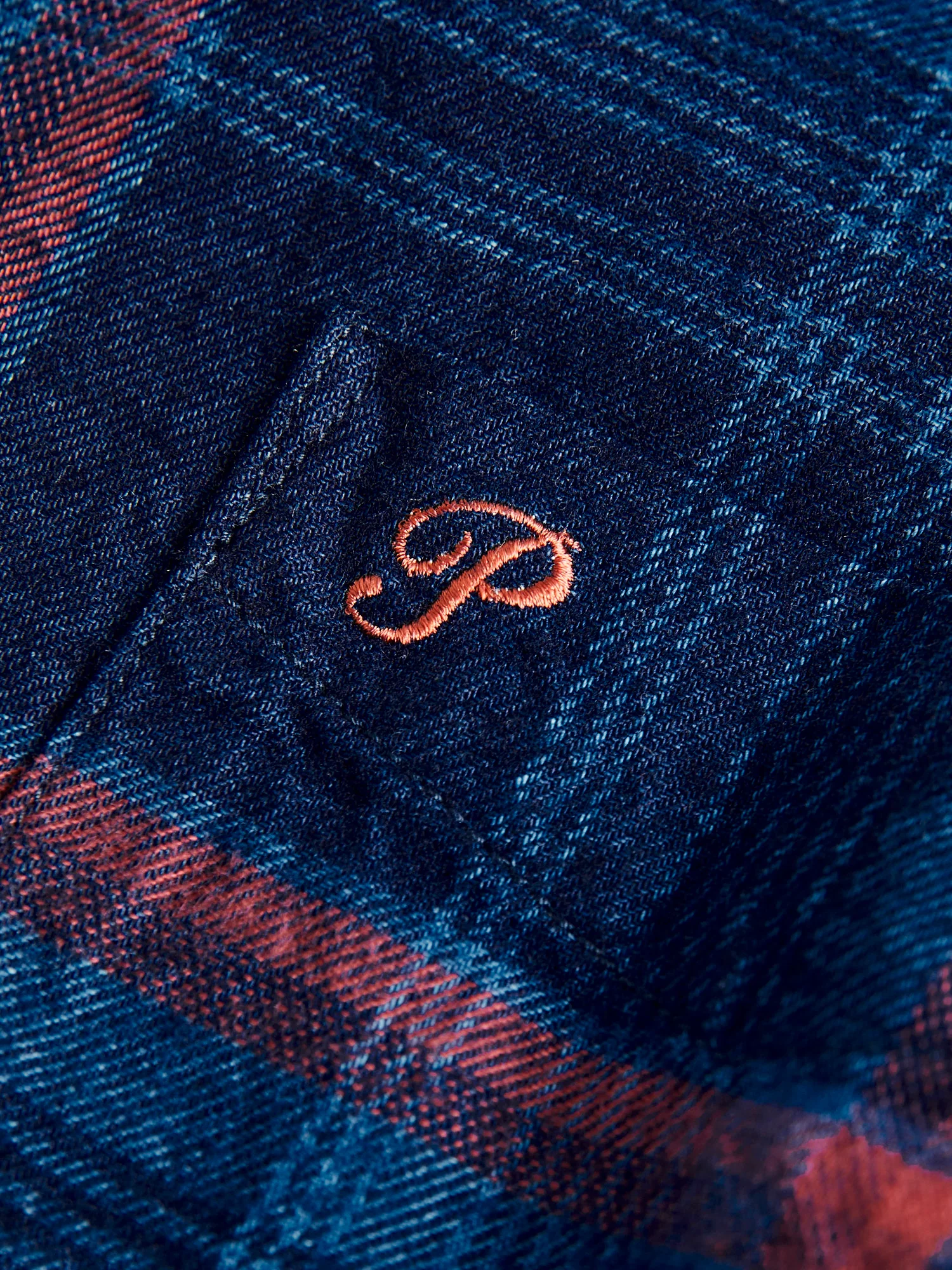 Indigo Check Flannel Shirt in Red - Image 5