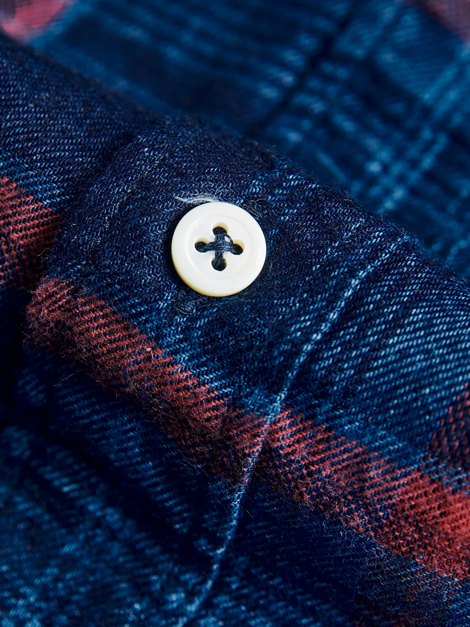 Indigo Check Flannel Shirt in Red - Image 7