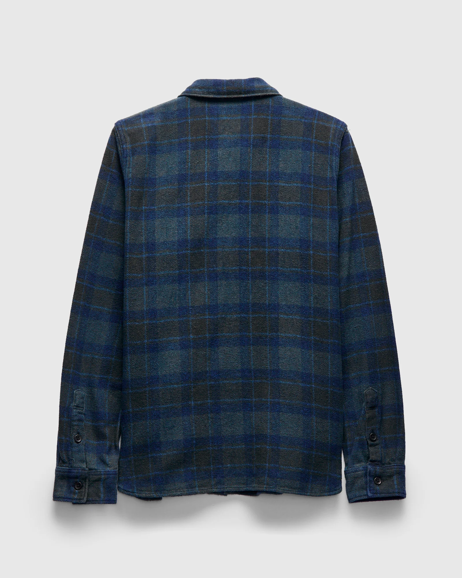 Indigo Overdye Cotton Tweed Shirt in Brown Check - Image 3