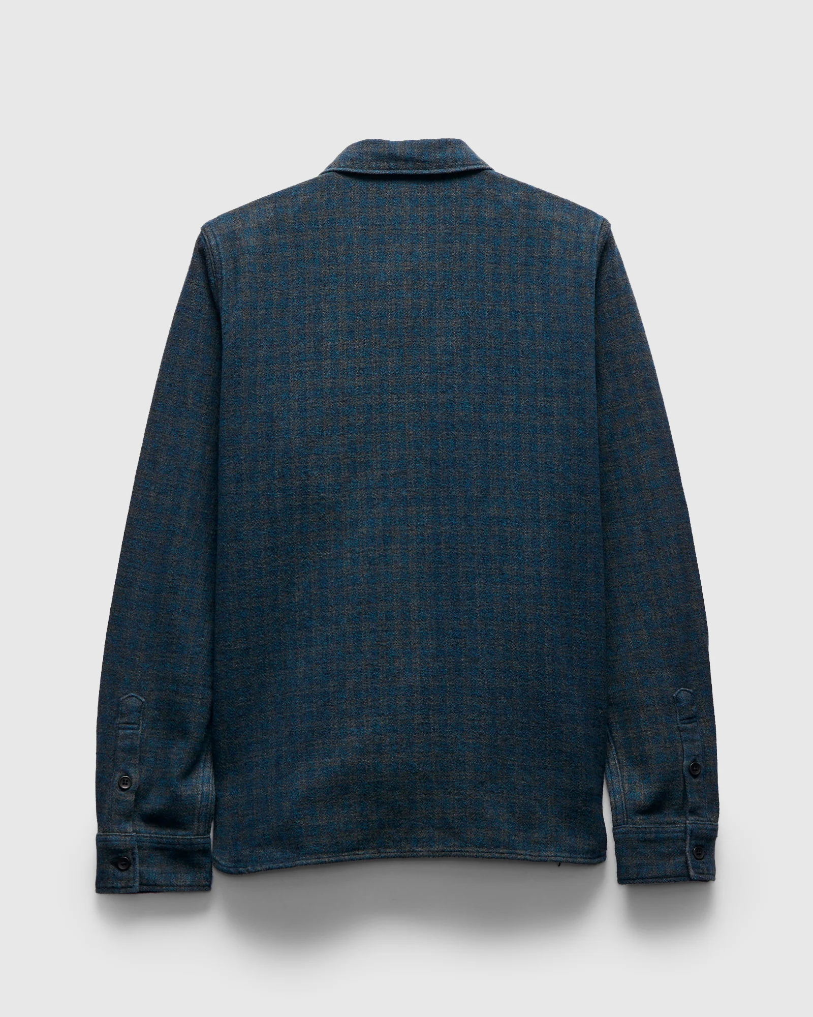 Indigo Overdye Cotton Tweed Shirt in Green Check - Image 3