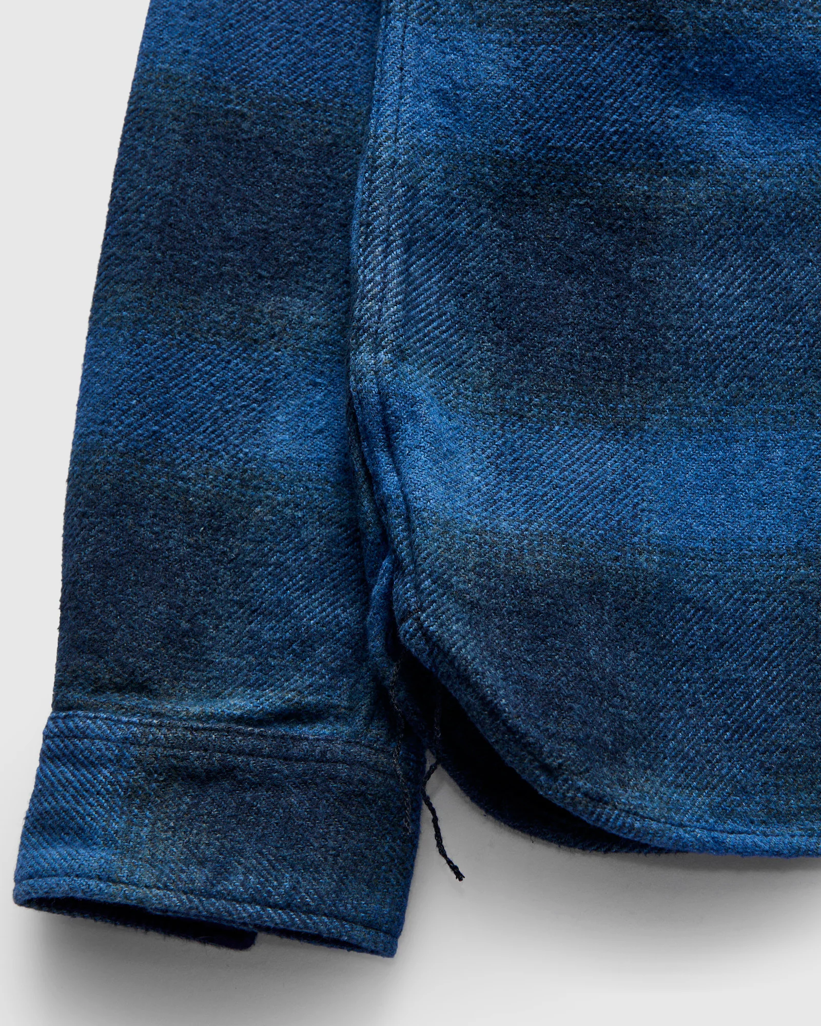 Indigo Overdye Cotton Tweed Shirt in Beige Check - Image 6