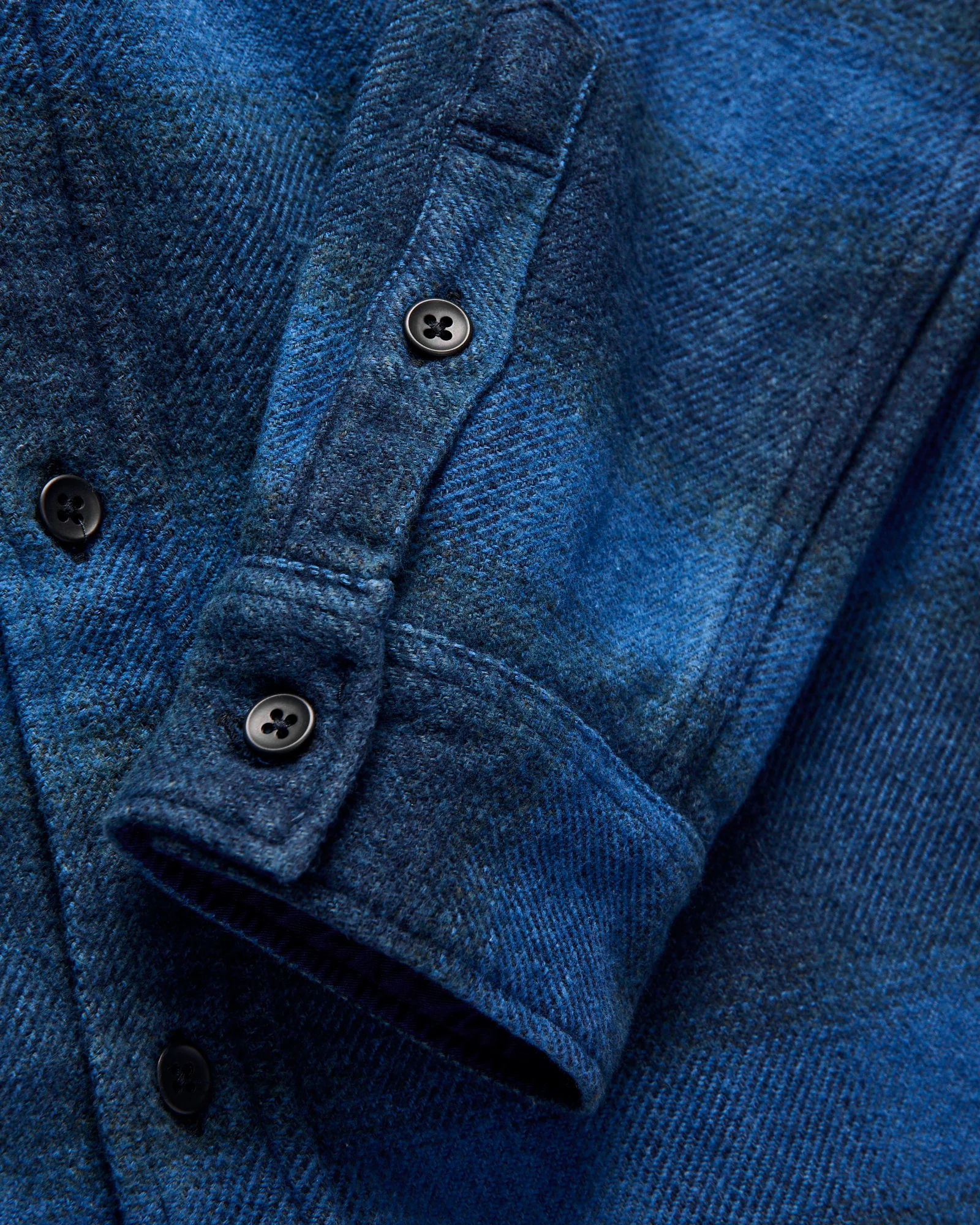 Indigo Overdye Cotton Tweed Shirt in Beige Check - Image 7