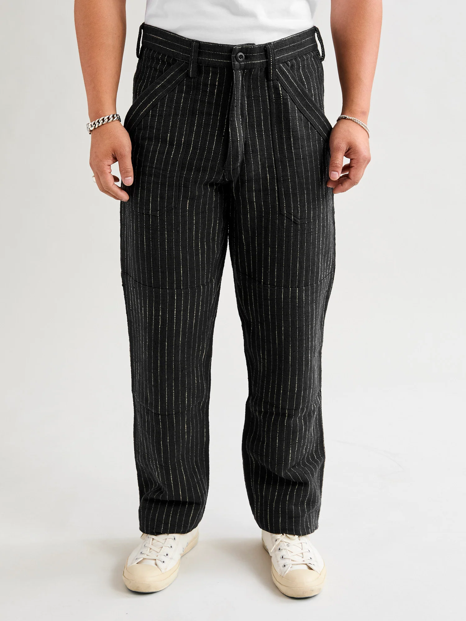 Isaac Pants in Iron/Acacia Ticking Stripe - Image 2