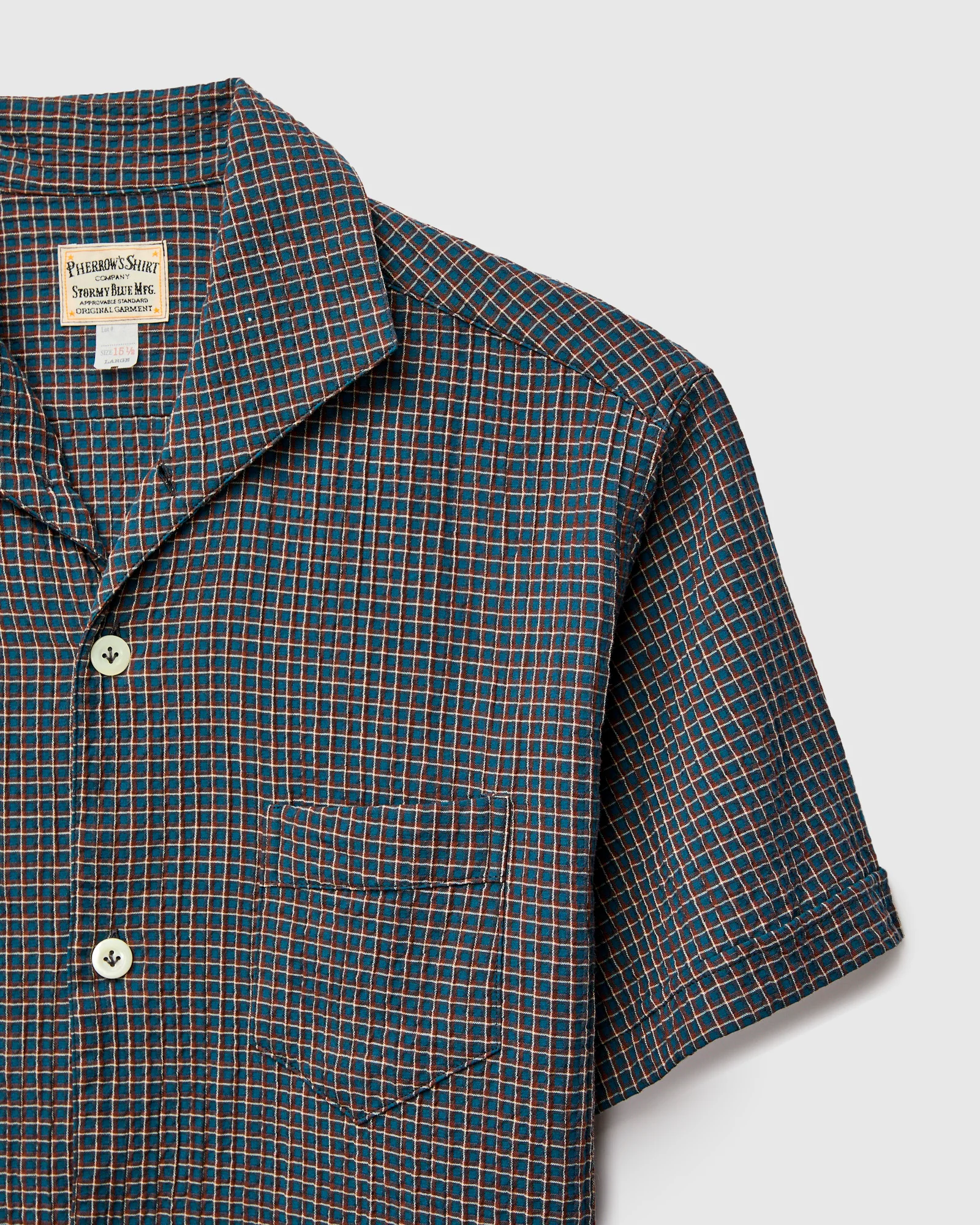 Italian Collar Shirt in Blue Check - Image 4