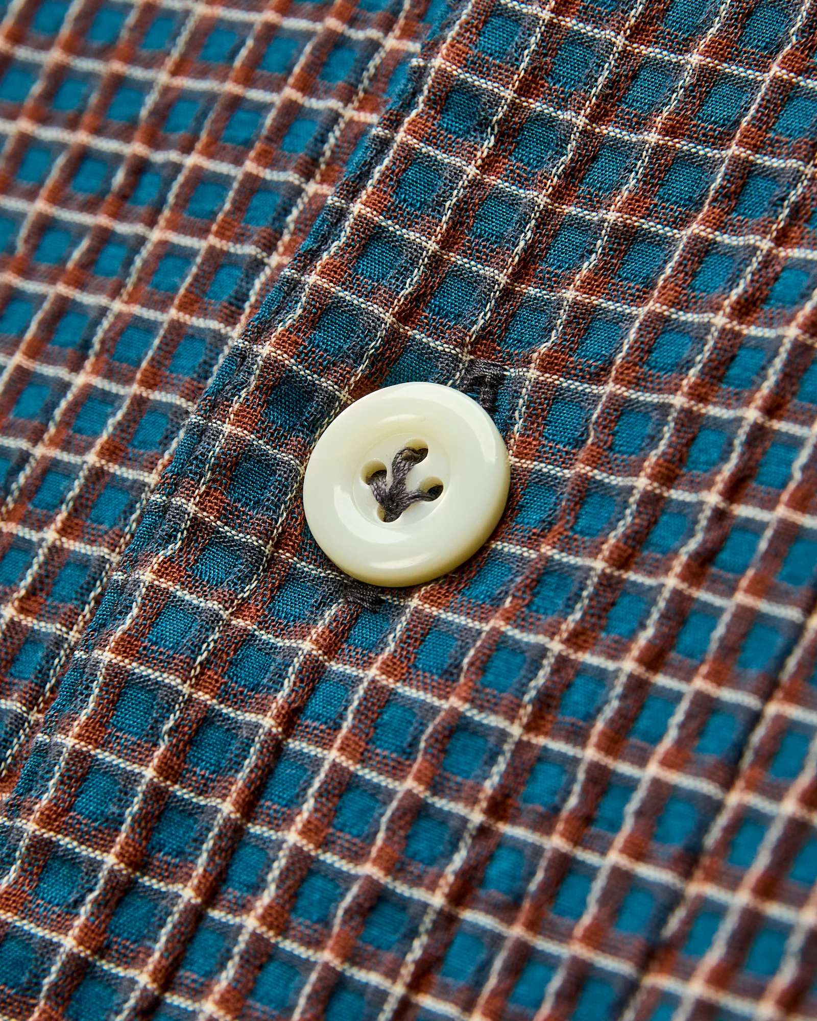 Italian Collar Shirt in Blue Check - Image 5