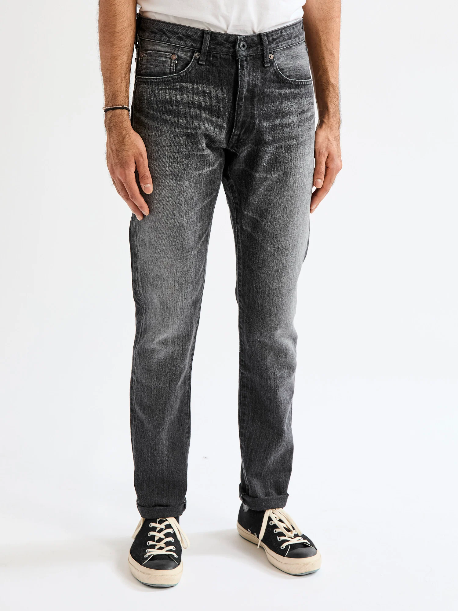 J214 "Aged Wash" 14oz Black Washed Selvedge Denim - Tapered Fit - Image 2
