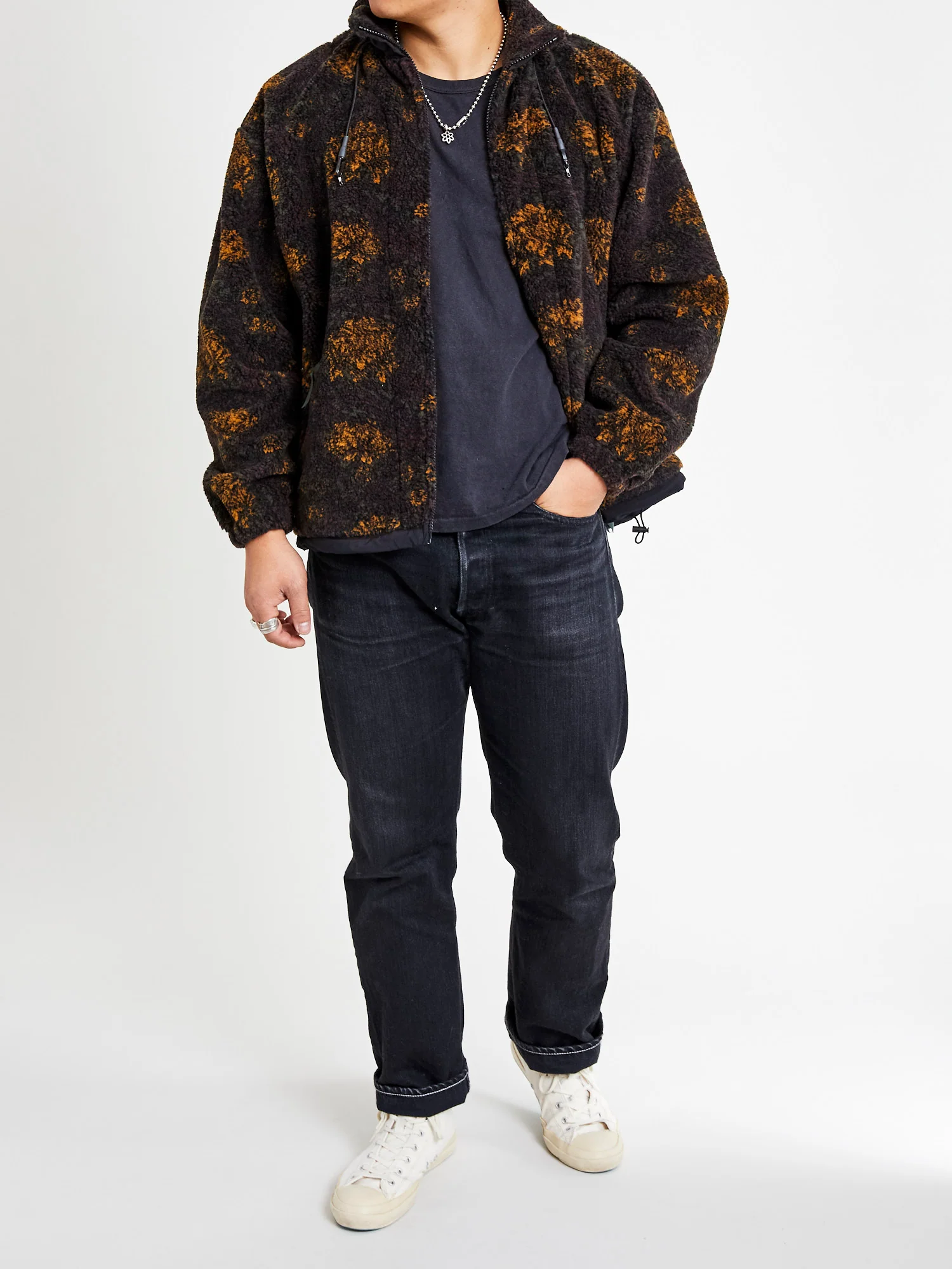 Jacquard Boa Zip Jacket in Green - Image 11