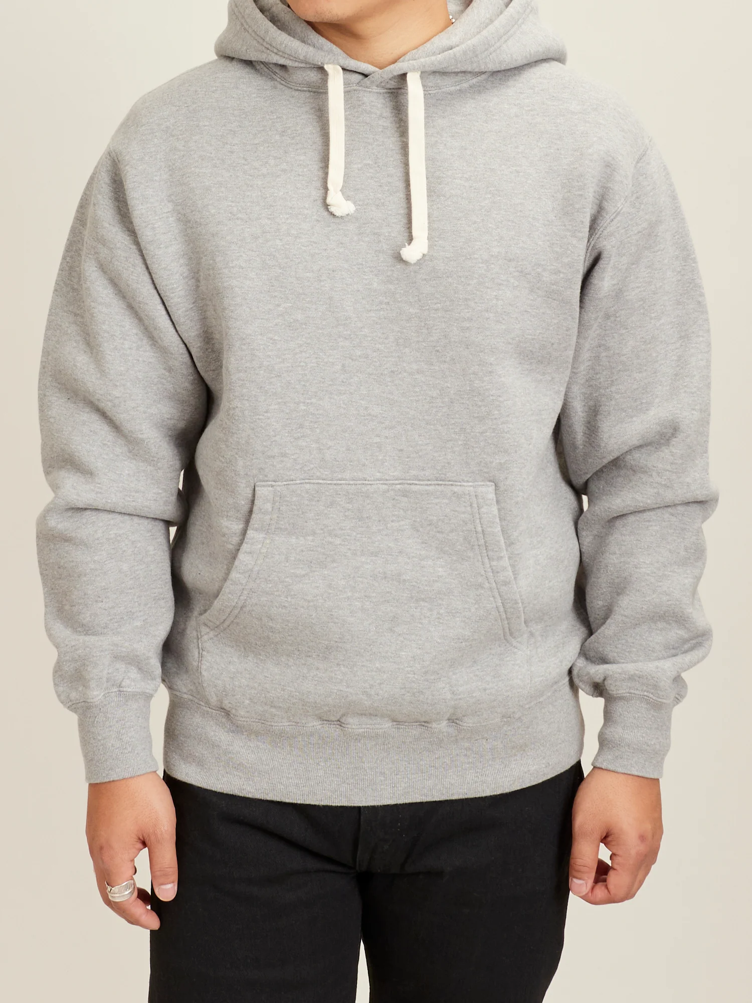Japan-Made Fleece Hoodie in Heather Grey - Image 2