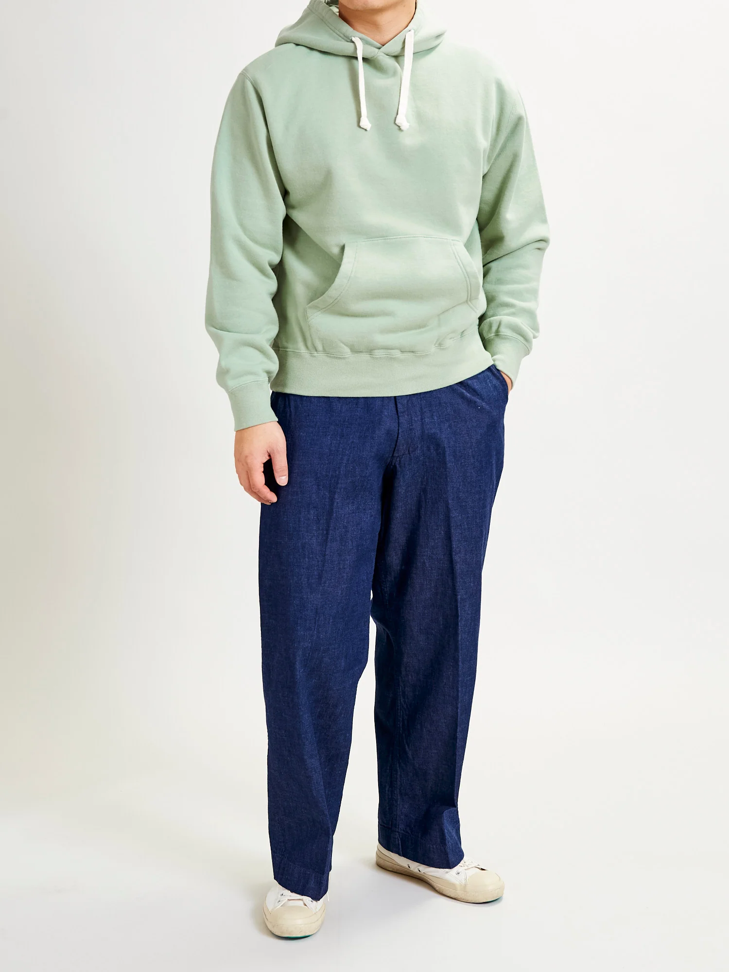 Japan-Made Fleece Hoodie in Mint Green - Image 9
