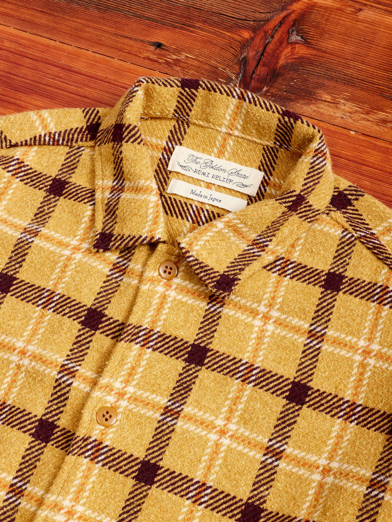 Jazz Check Wide Flannel Shirt in Yellow - Image 3