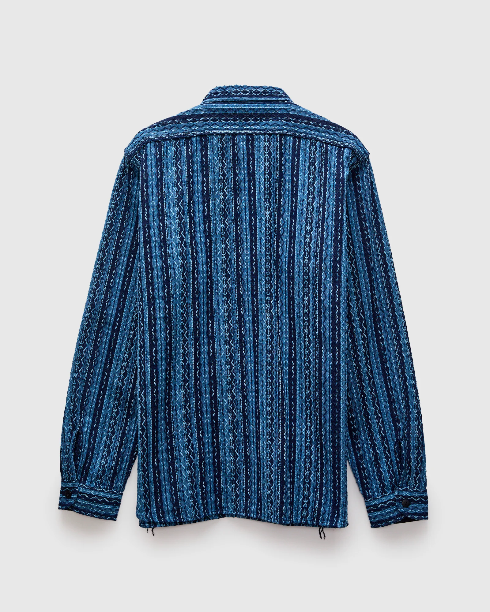 "Kasuri Stripe" Sashiko Workshirt in Natural Indigo - Image 3