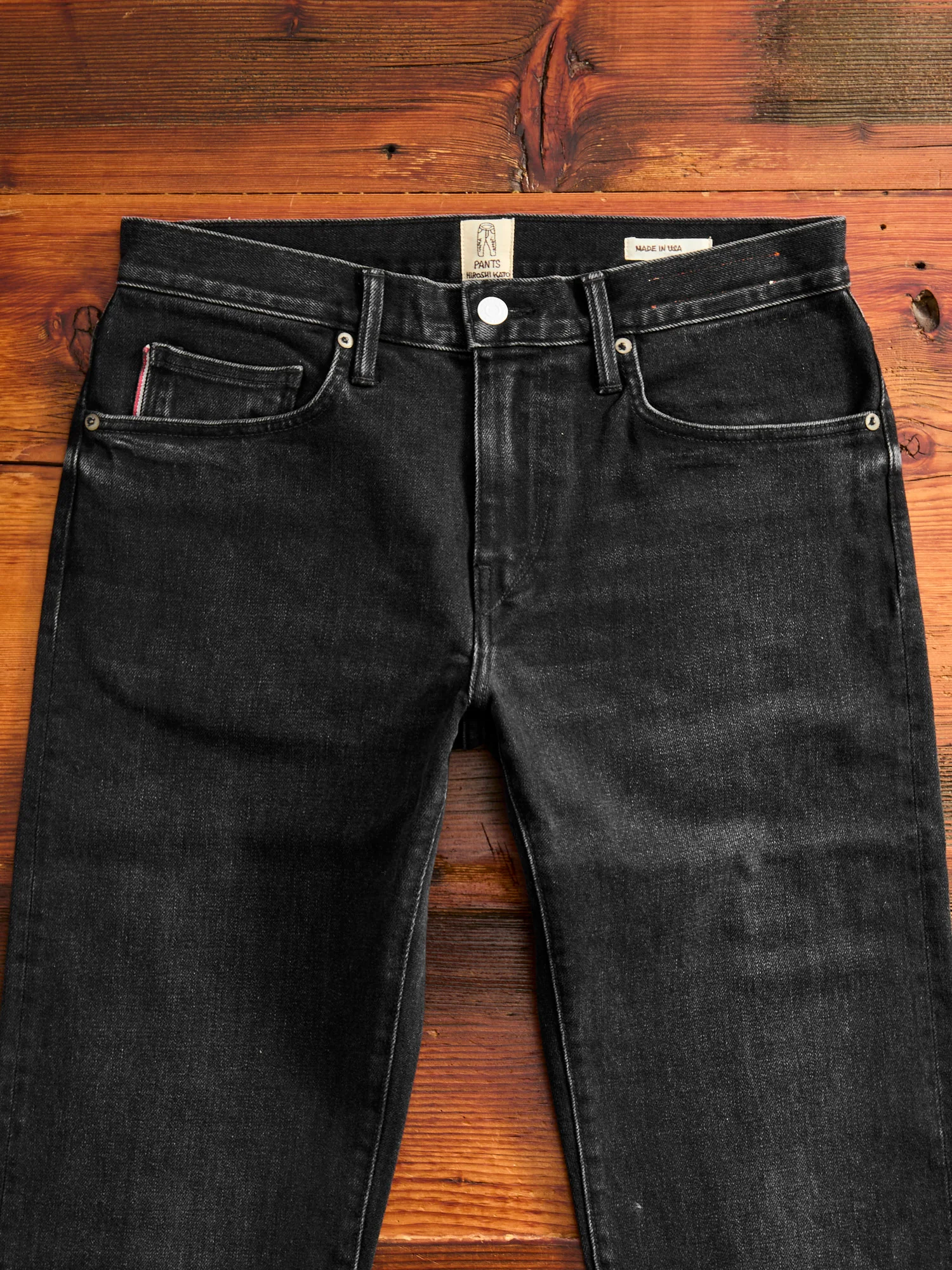 "Krist" 14oz Washed Black Stretch Selvedge Denim - Hammer Straight - Image 4
