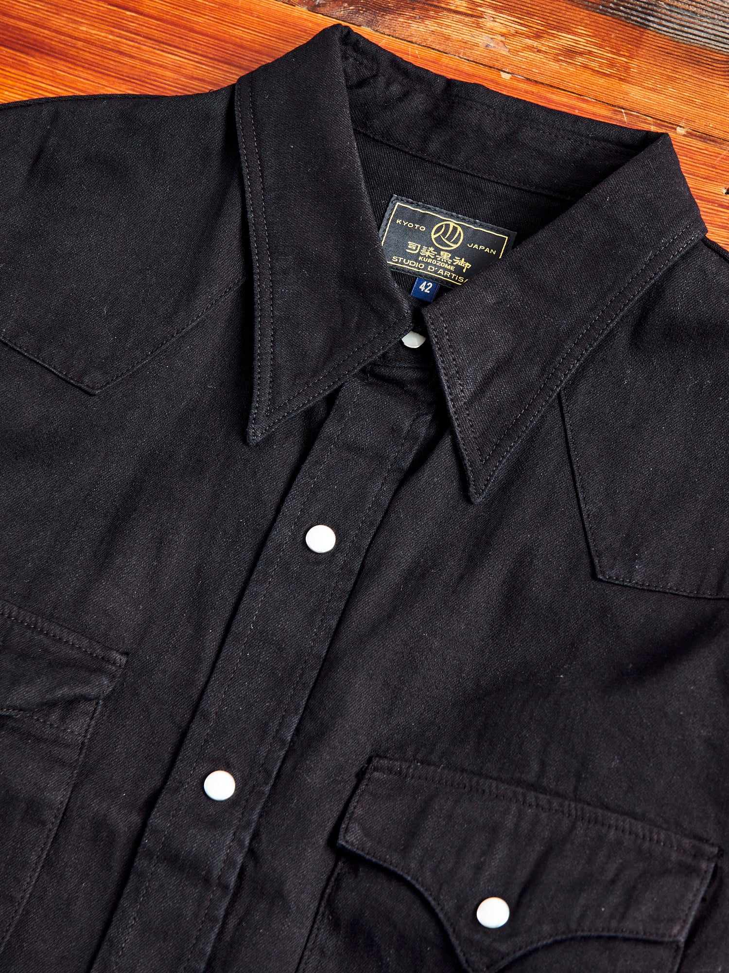 Kyoto Montsuki "Kurozome" Western Shirt in Black - Image 3