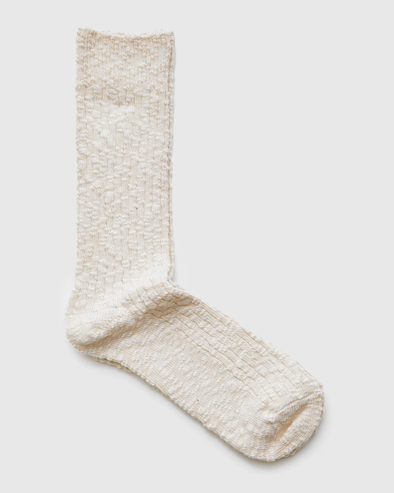 Light Slub Crew Sock in Ivory - Image 2